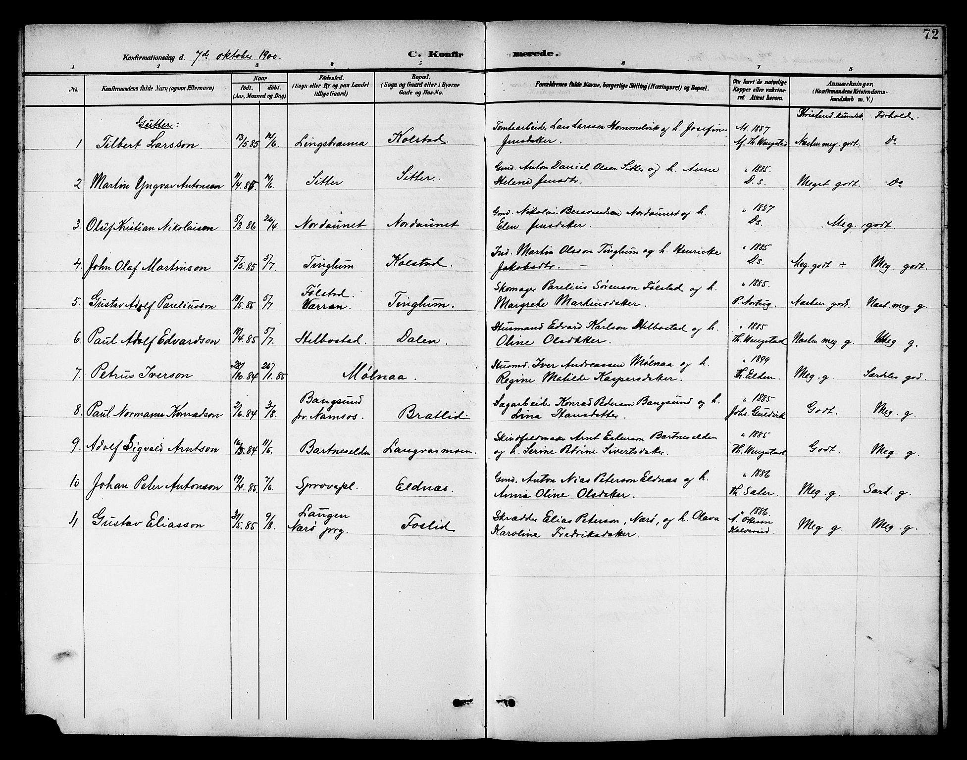 Ministerialprotokoller, klokkerbøker og fødselsregistre - Nord-Trøndelag, SAT/A-1458/742/L0412: Klokkerbok nr. 742C03, 1898-1910, s. 72