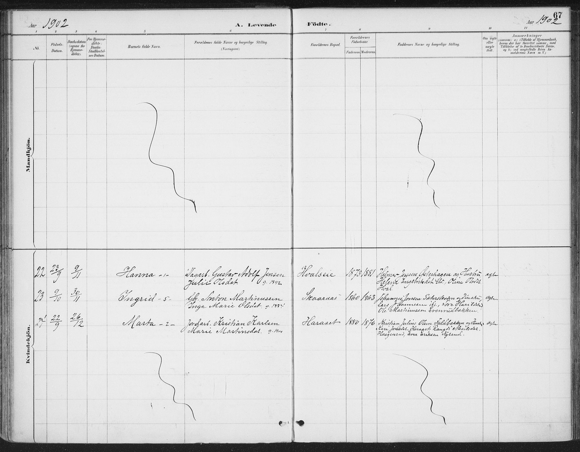 Romedal prestekontor, AV/SAH-PREST-004/K/L0008: Ministerialbok nr. 8, 1887-1905, s. 67