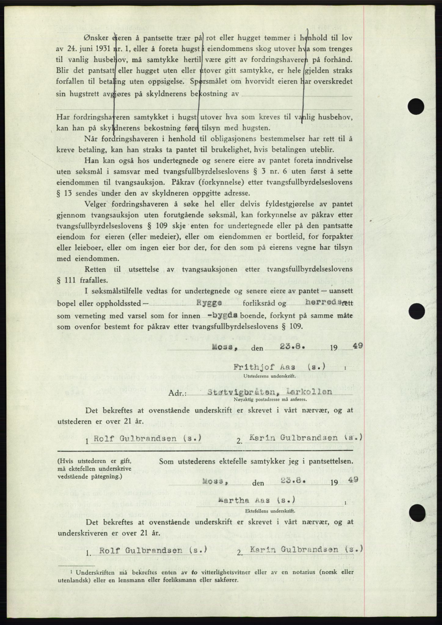 Moss sorenskriveri, SAO/A-10168: Pantebok nr. B23, 1949-1950, Dagboknr: 3536/1949