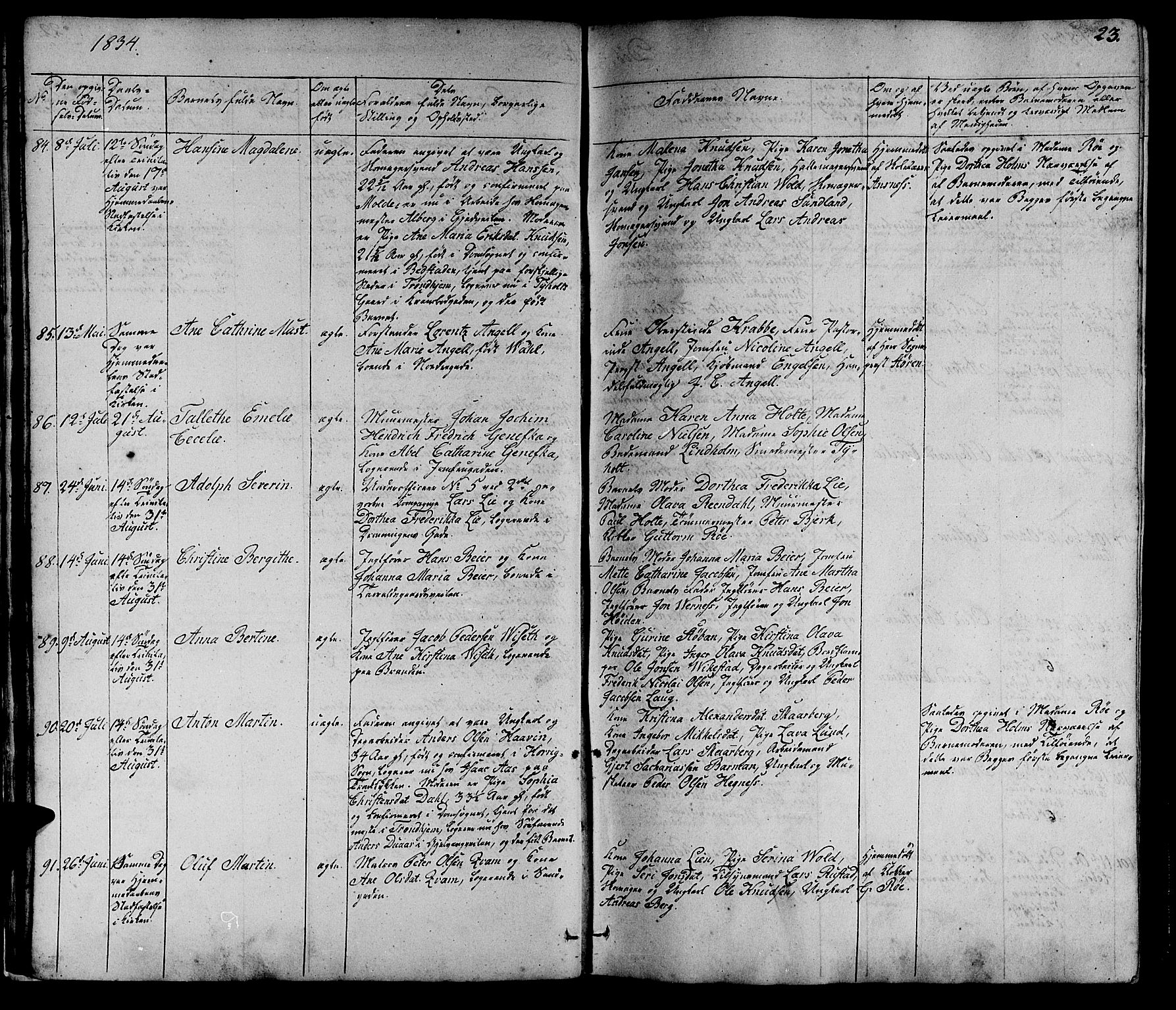 Ministerialprotokoller, klokkerbøker og fødselsregistre - Sør-Trøndelag, SAT/A-1456/602/L0136: Klokkerbok nr. 602C04, 1833-1845, s. 23