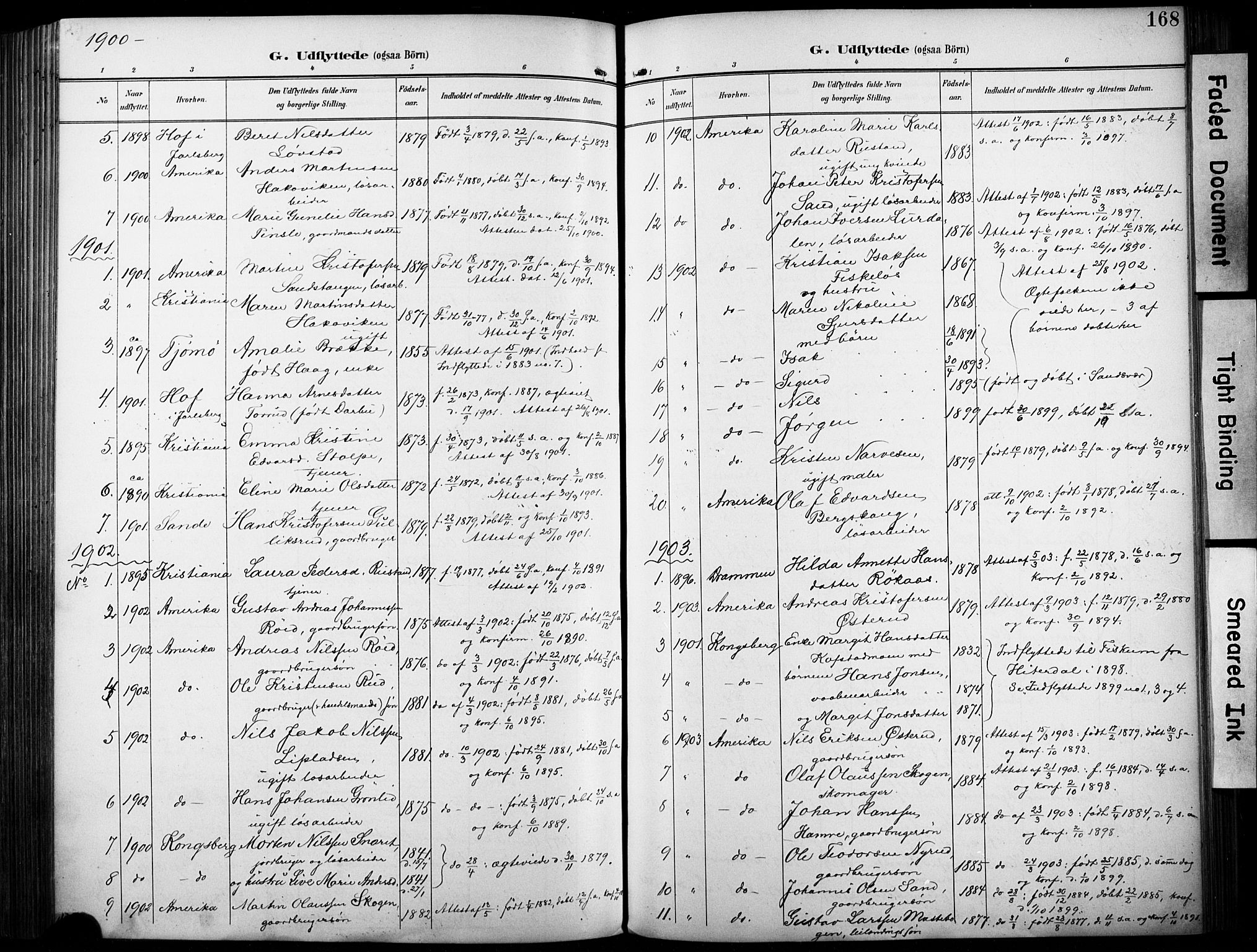 Fiskum kirkebøker, AV/SAKO-A-15/F/Fa/L0003: Ministerialbok nr. 3, 1890-1905, s. 168