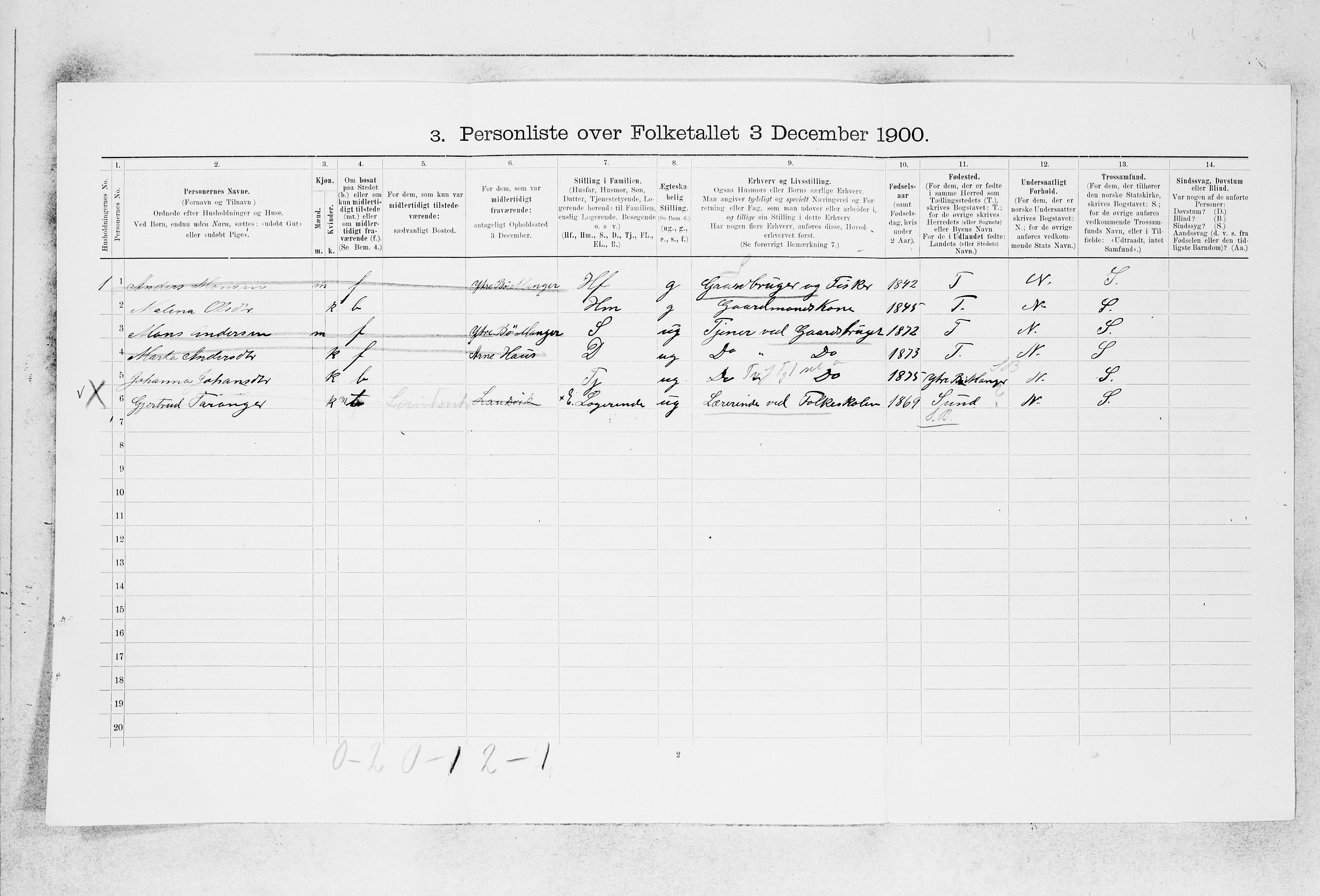 SAB, Folketelling 1900 for 1258 Herdla herred, 1900, s. 545