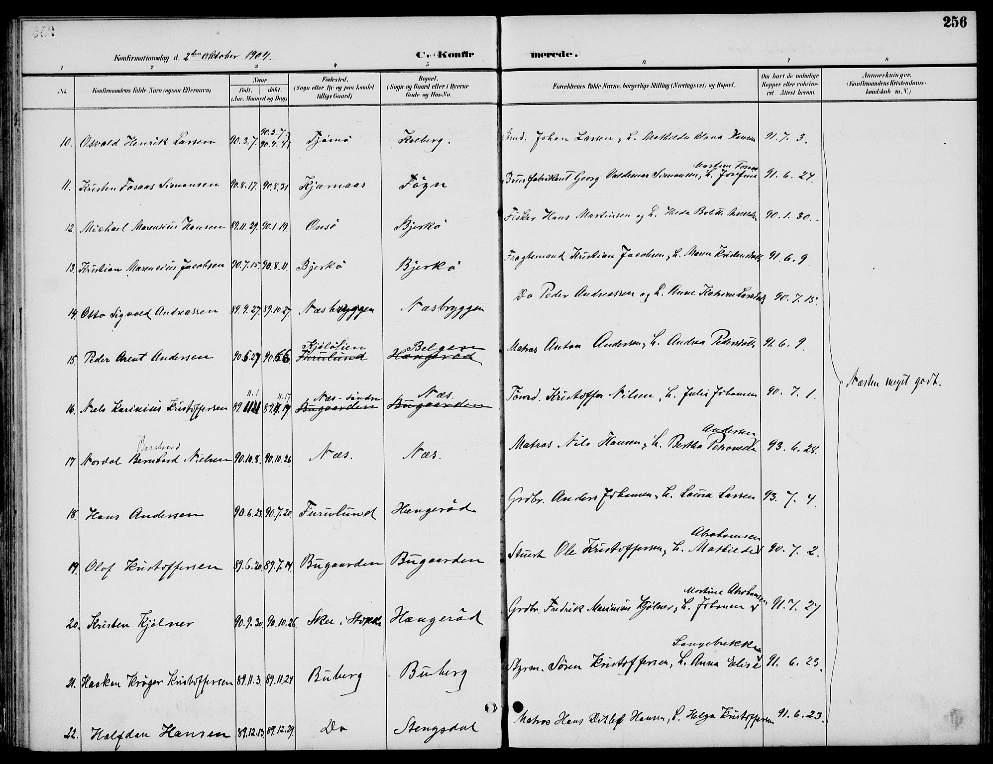 Nøtterøy kirkebøker, AV/SAKO-A-354/F/Fa/L0009: Ministerialbok nr. I 9, 1894-1907, s. 256