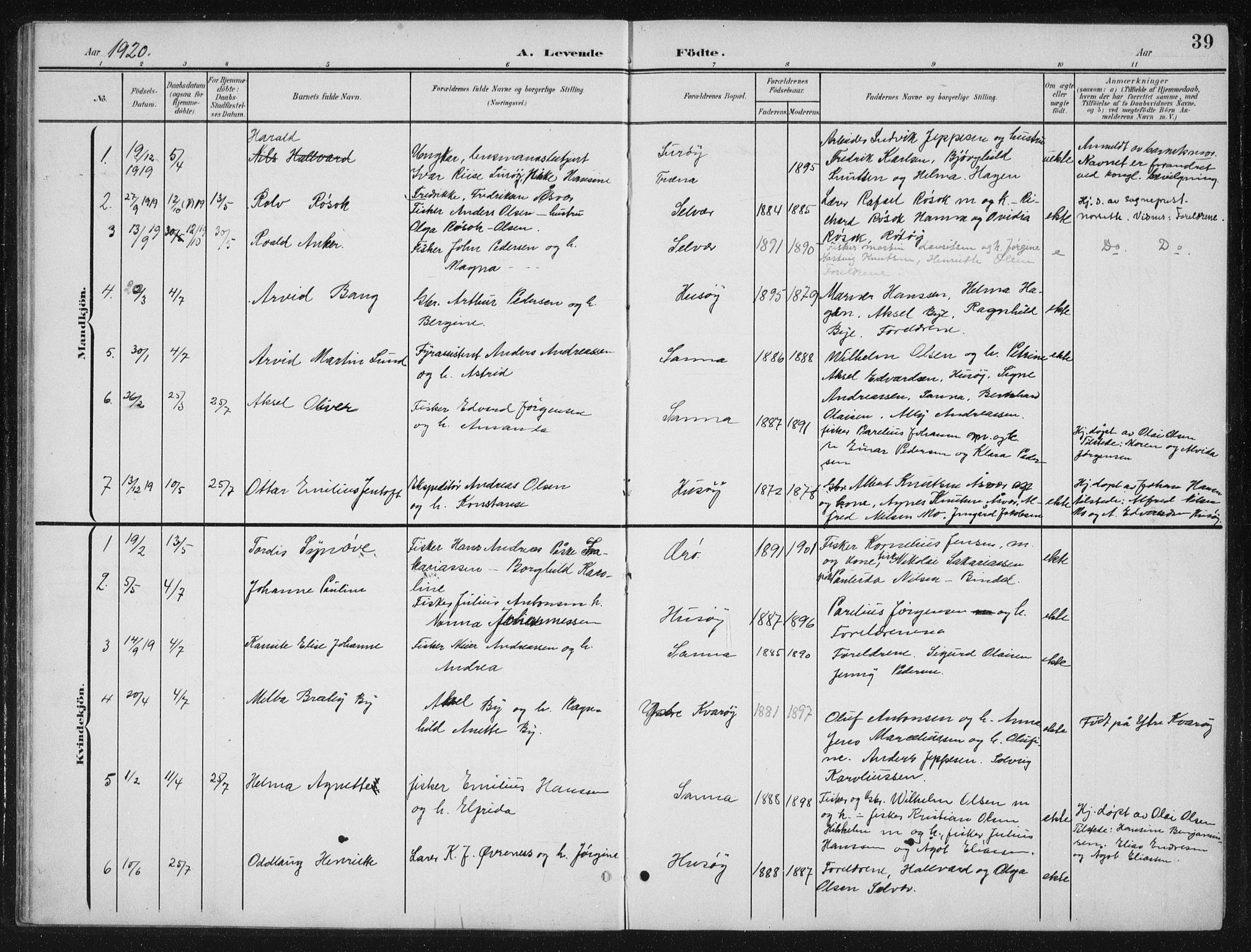 Ministerialprotokoller, klokkerbøker og fødselsregistre - Nordland, AV/SAT-A-1459/840/L0583: Klokkerbok nr. 840C03, 1901-1933, s. 39