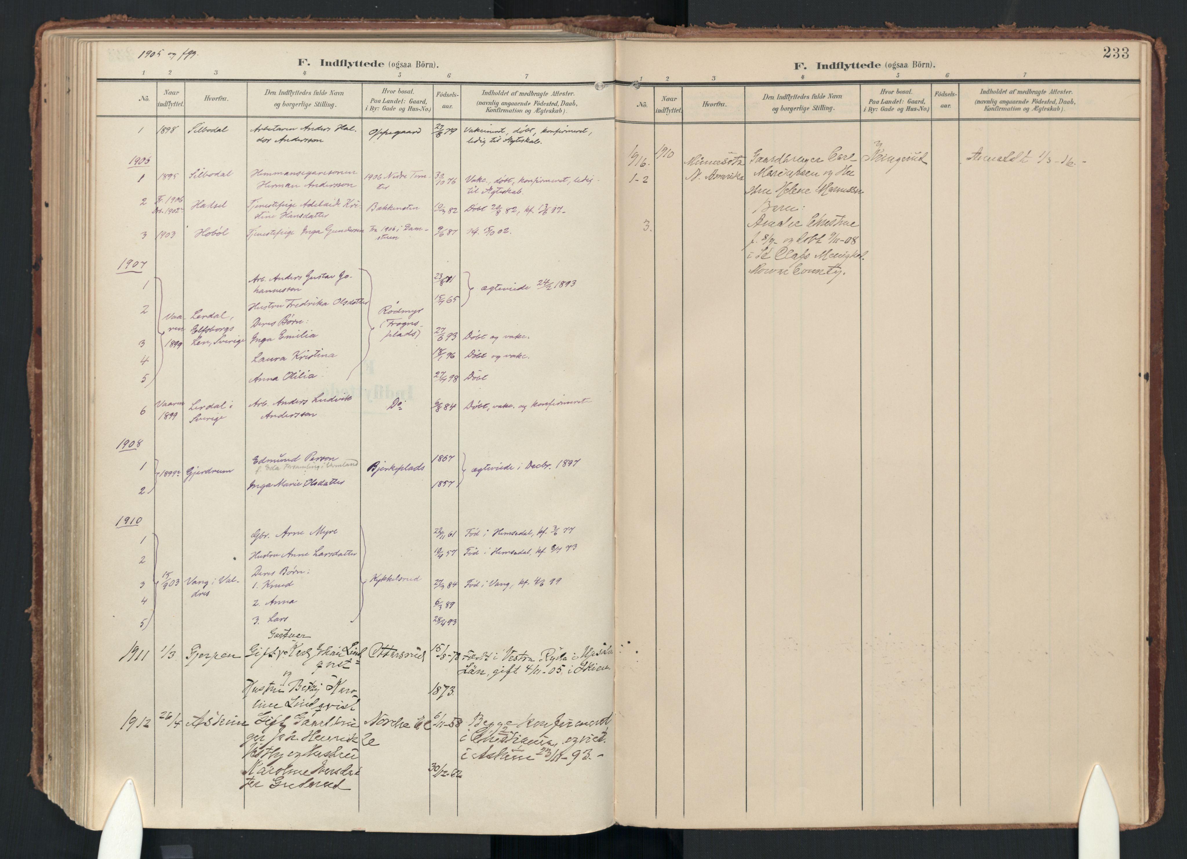 Drøbak prestekontor Kirkebøker, AV/SAO-A-10142a/F/Fc/L0003: Ministerialbok nr. III 3, 1901-1920, s. 233