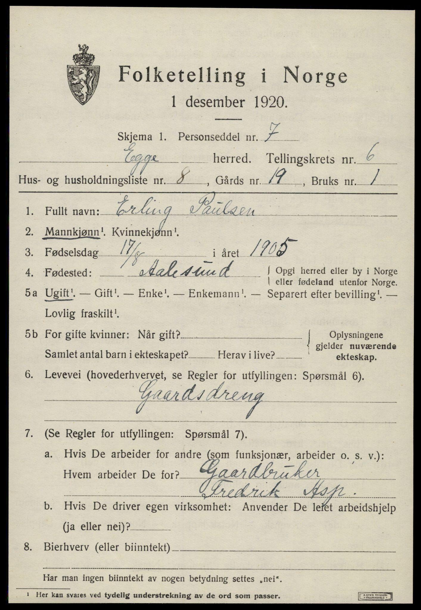 SAT, Folketelling 1920 for 1733 Egge herred, 1920, s. 3892