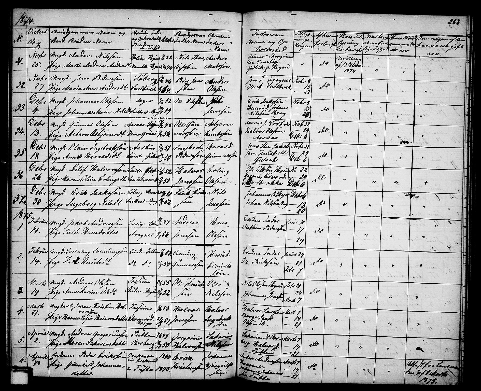 Gjerpen kirkebøker, AV/SAKO-A-265/G/Ga/L0001: Klokkerbok nr. I 1, 1864-1882, s. 263