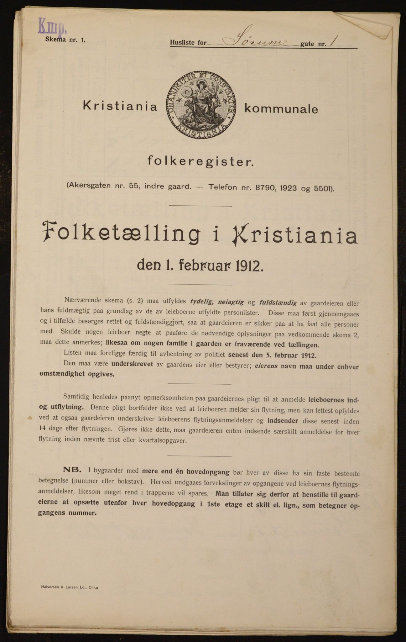 OBA, Kommunal folketelling 1.2.1912 for Kristiania, 1912, s. 106944