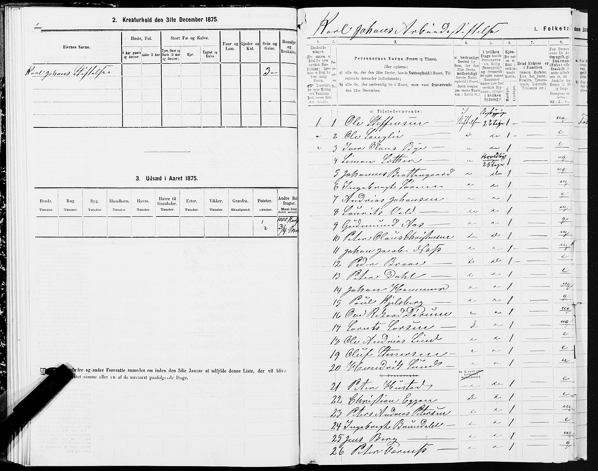 SAT, Folketelling 1875 for 1601 Trondheim kjøpstad, 1875