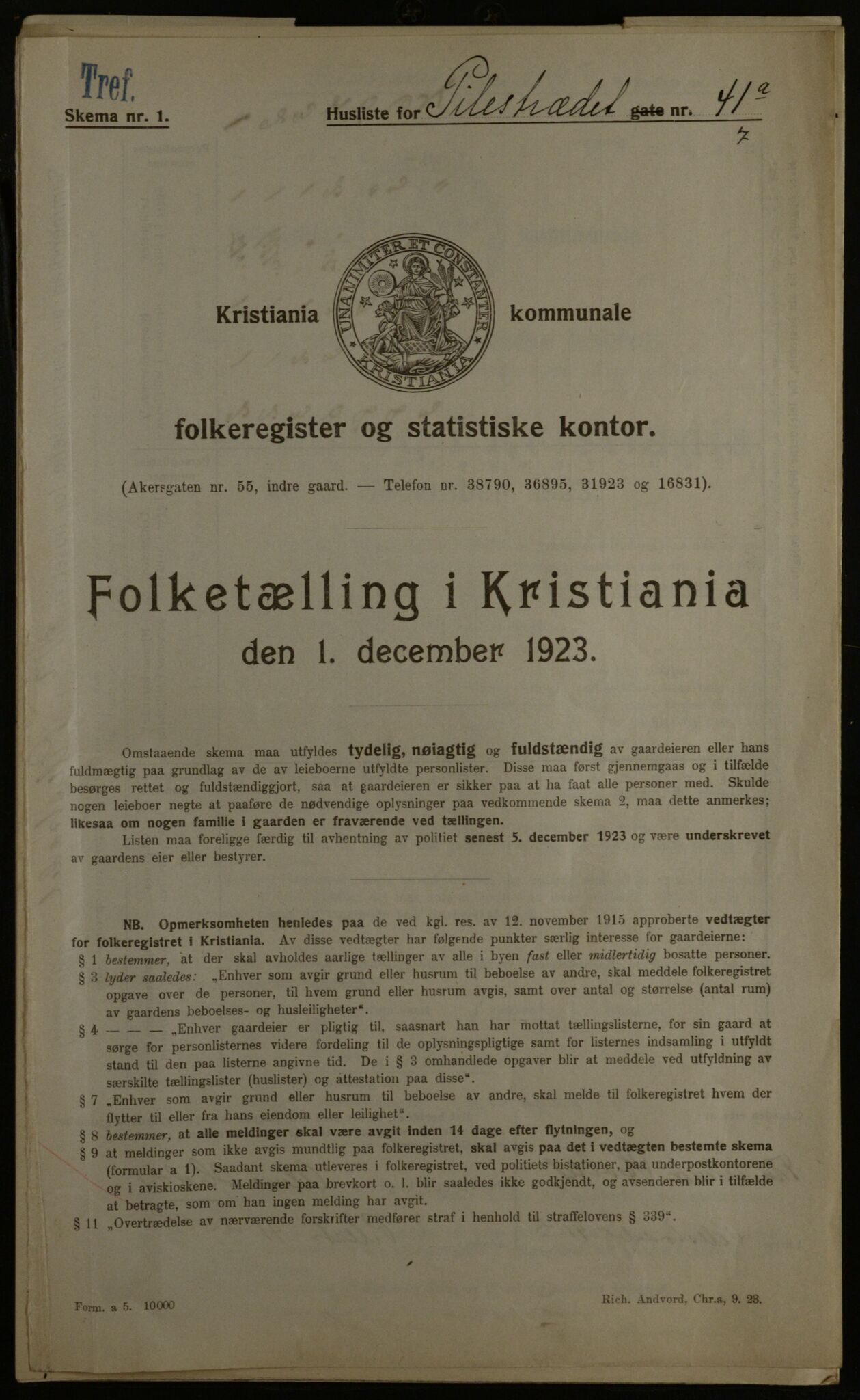 OBA, Kommunal folketelling 1.12.1923 for Kristiania, 1923, s. 87408