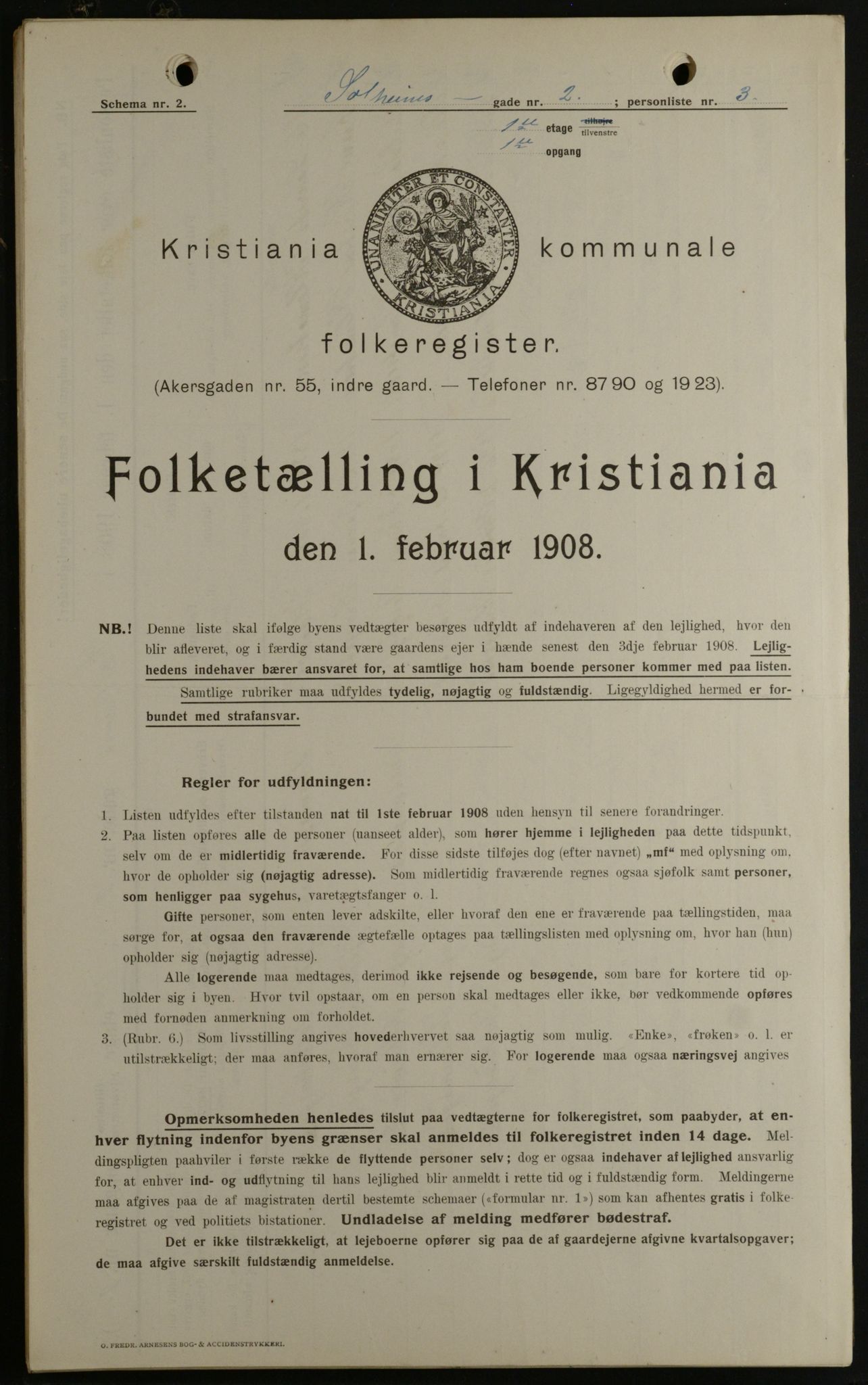 OBA, Kommunal folketelling 1.2.1908 for Kristiania kjøpstad, 1908, s. 89676