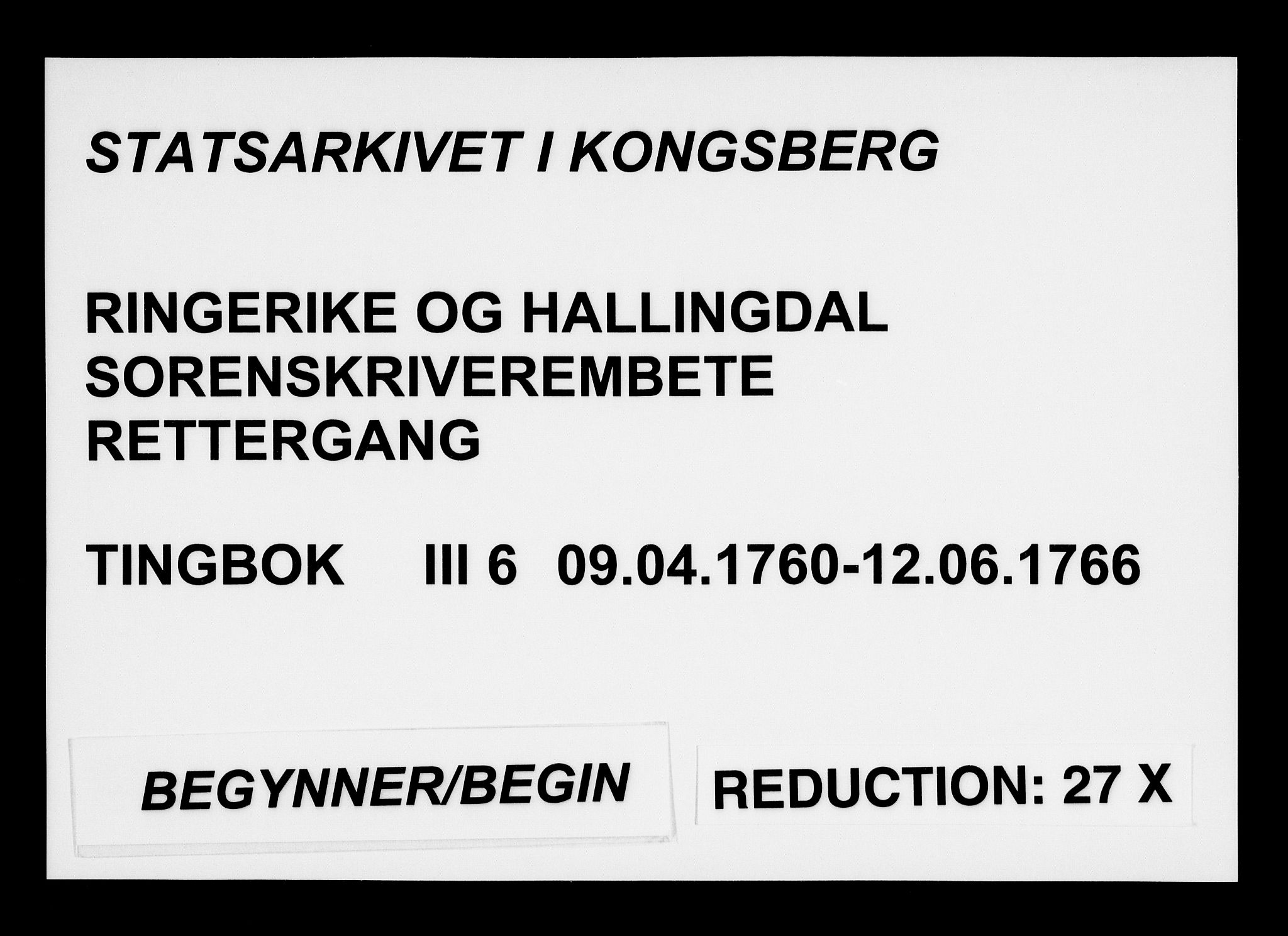Ringerike og Hallingdal sorenskriveri, AV/SAKO-A-81/F/Fa/Fac/L0006: Tingbok - Ringerike, 1760-1766