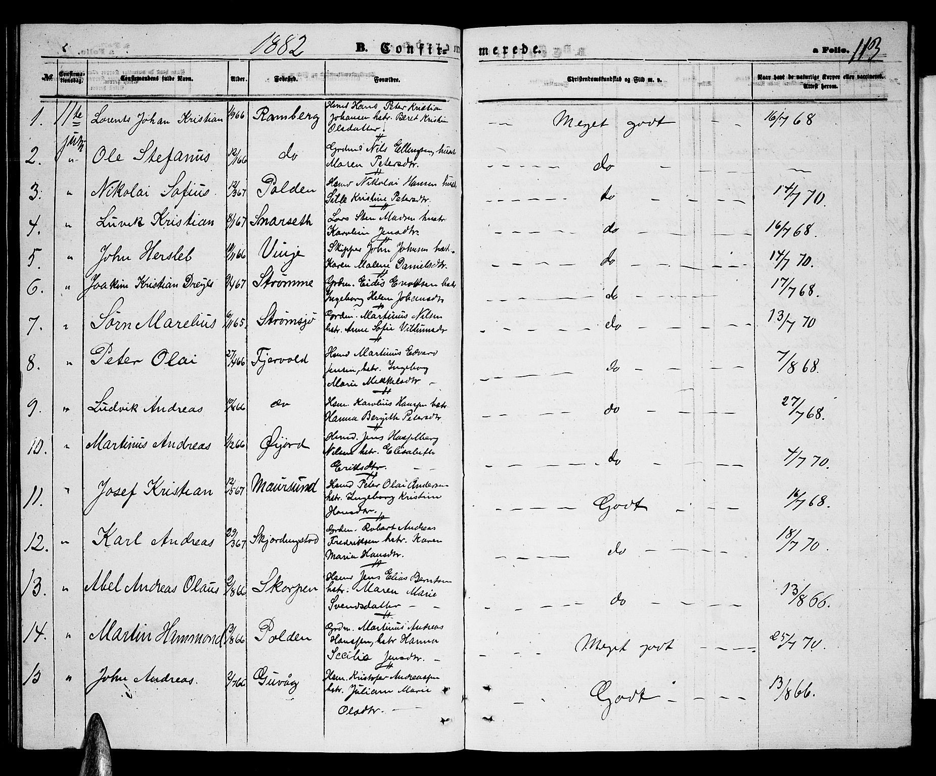 Ministerialprotokoller, klokkerbøker og fødselsregistre - Nordland, AV/SAT-A-1459/891/L1314: Klokkerbok nr. 891C03, 1870-1885, s. 113