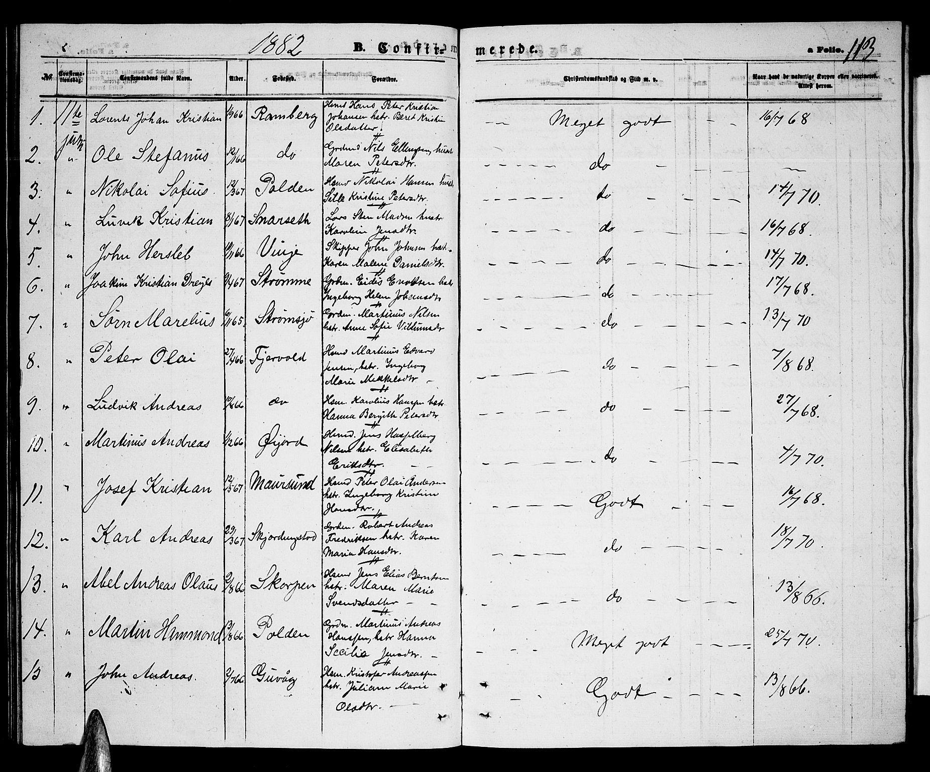 Ministerialprotokoller, klokkerbøker og fødselsregistre - Nordland, SAT/A-1459/891/L1314: Klokkerbok nr. 891C03, 1870-1885, s. 113