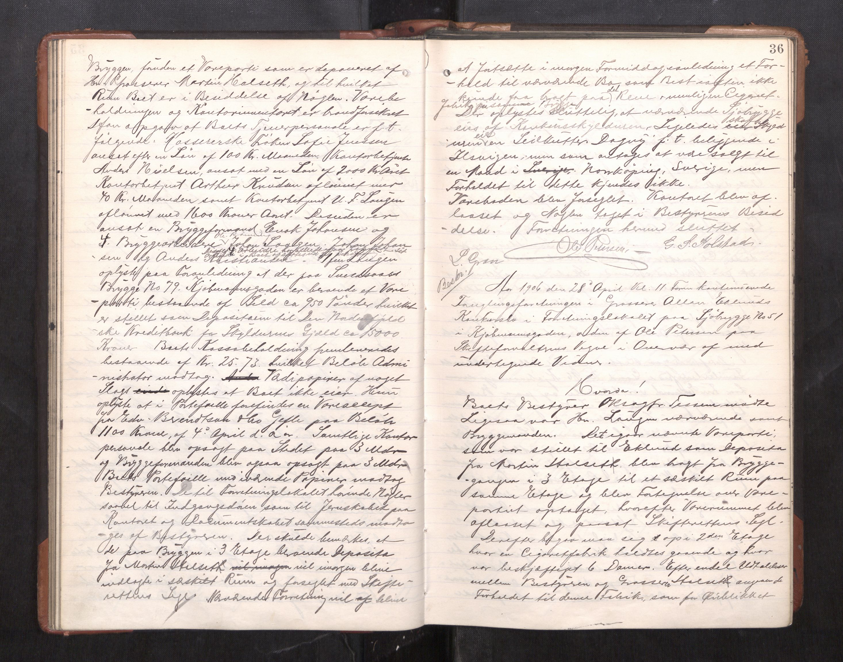 Trondheim byfogd, AV/SAT-A-0003/1/3/3C/L0025: Skifteregistreringsprotokoll - 24/1-14/7. (u/ register), 1906-1909, s. 36