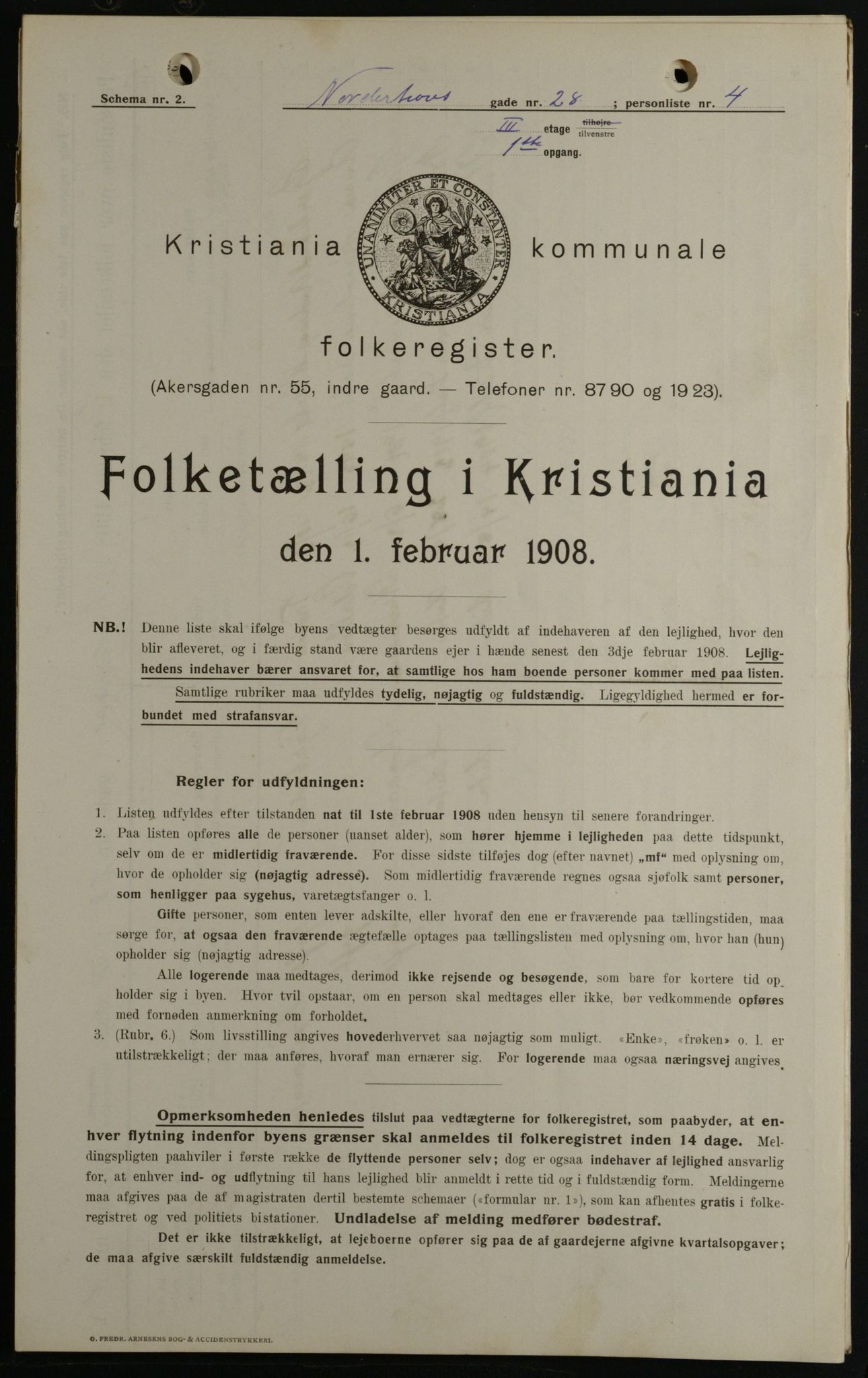 OBA, Kommunal folketelling 1.2.1908 for Kristiania kjøpstad, 1908, s. 65493