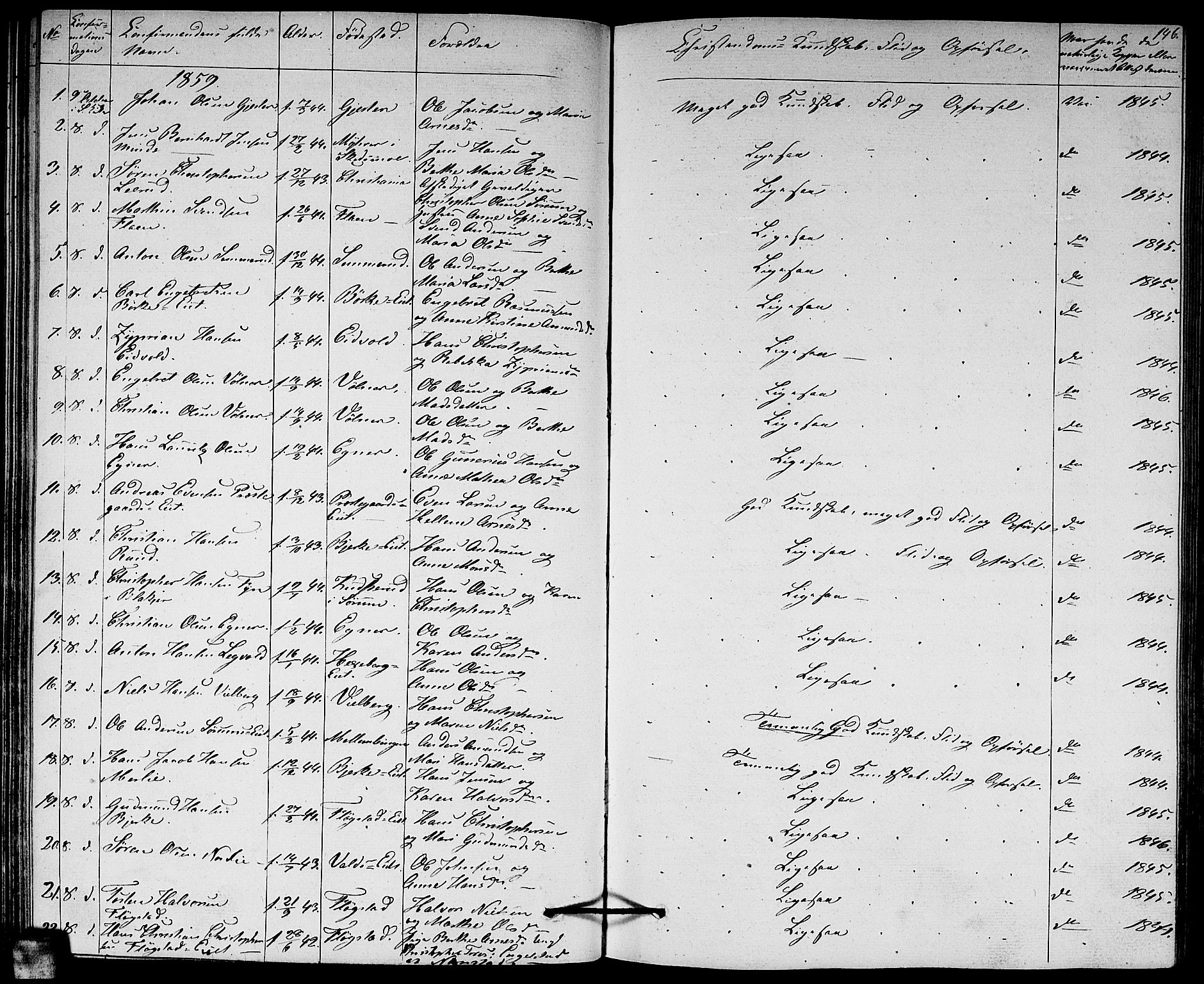 Sørum prestekontor Kirkebøker, SAO/A-10303/G/Ga/L0003: Klokkerbok nr. I 3, 1846-1863, s. 146