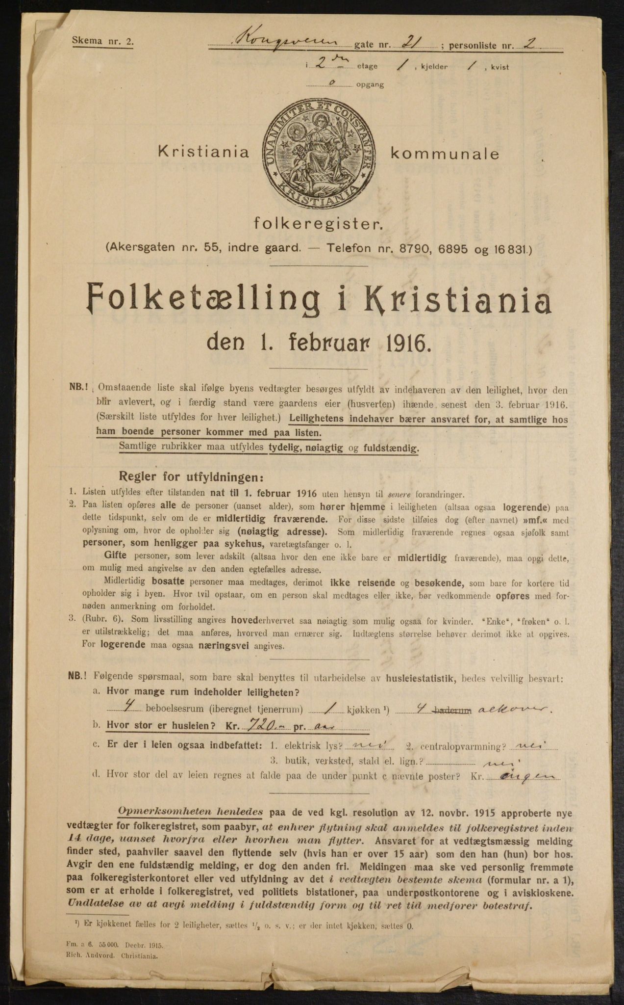 OBA, Kommunal folketelling 1.2.1916 for Kristiania, 1916, s. 54106