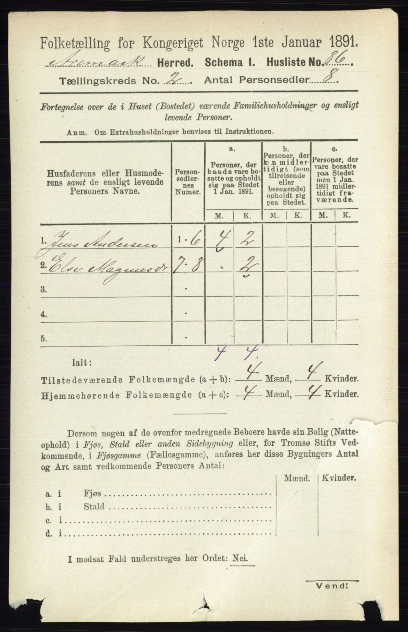 RA, Folketelling 1891 for 0118 Aremark herred, 1891, s. 866