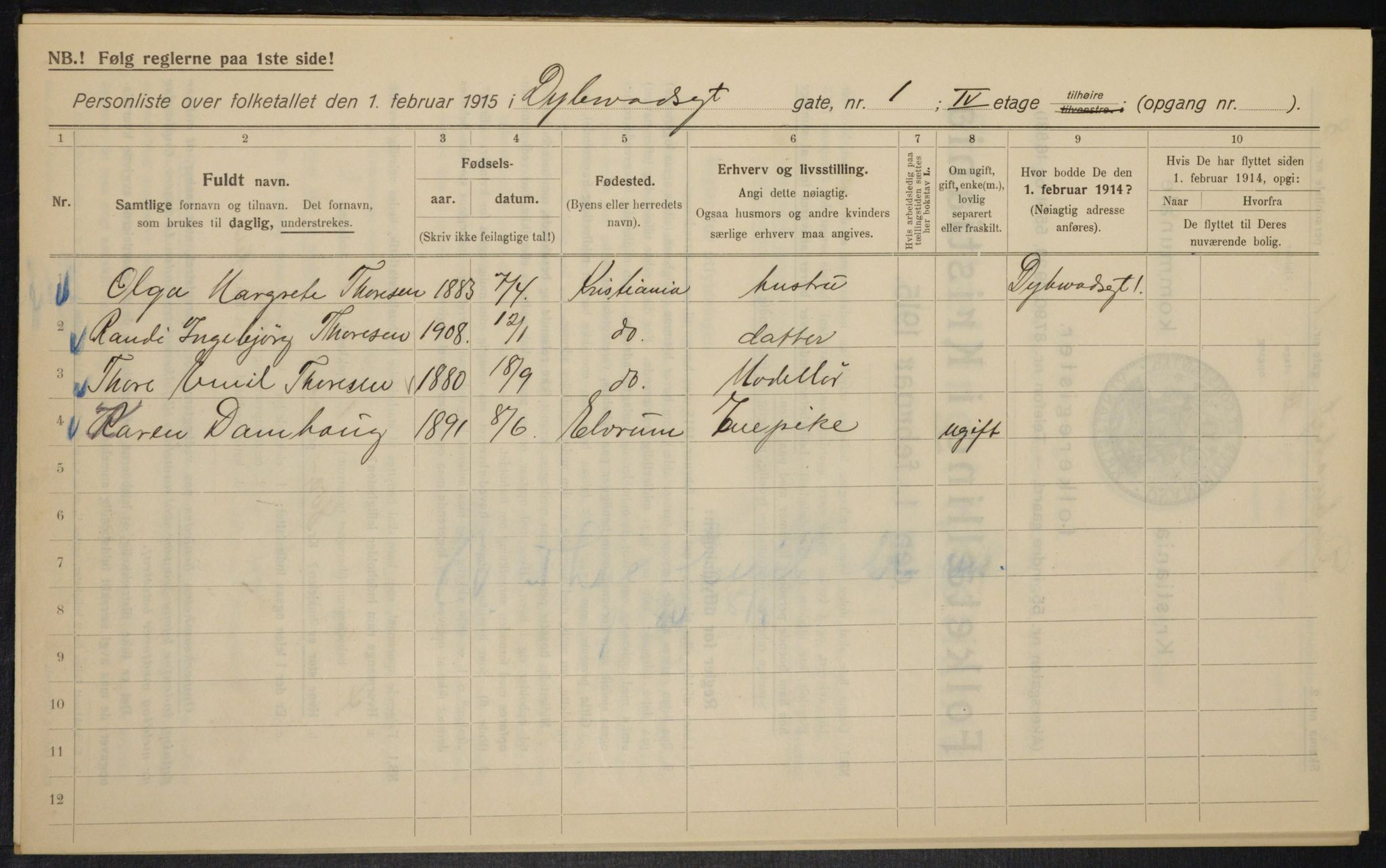 OBA, Kommunal folketelling 1.2.1915 for Kristiania, 1915, s. 17440