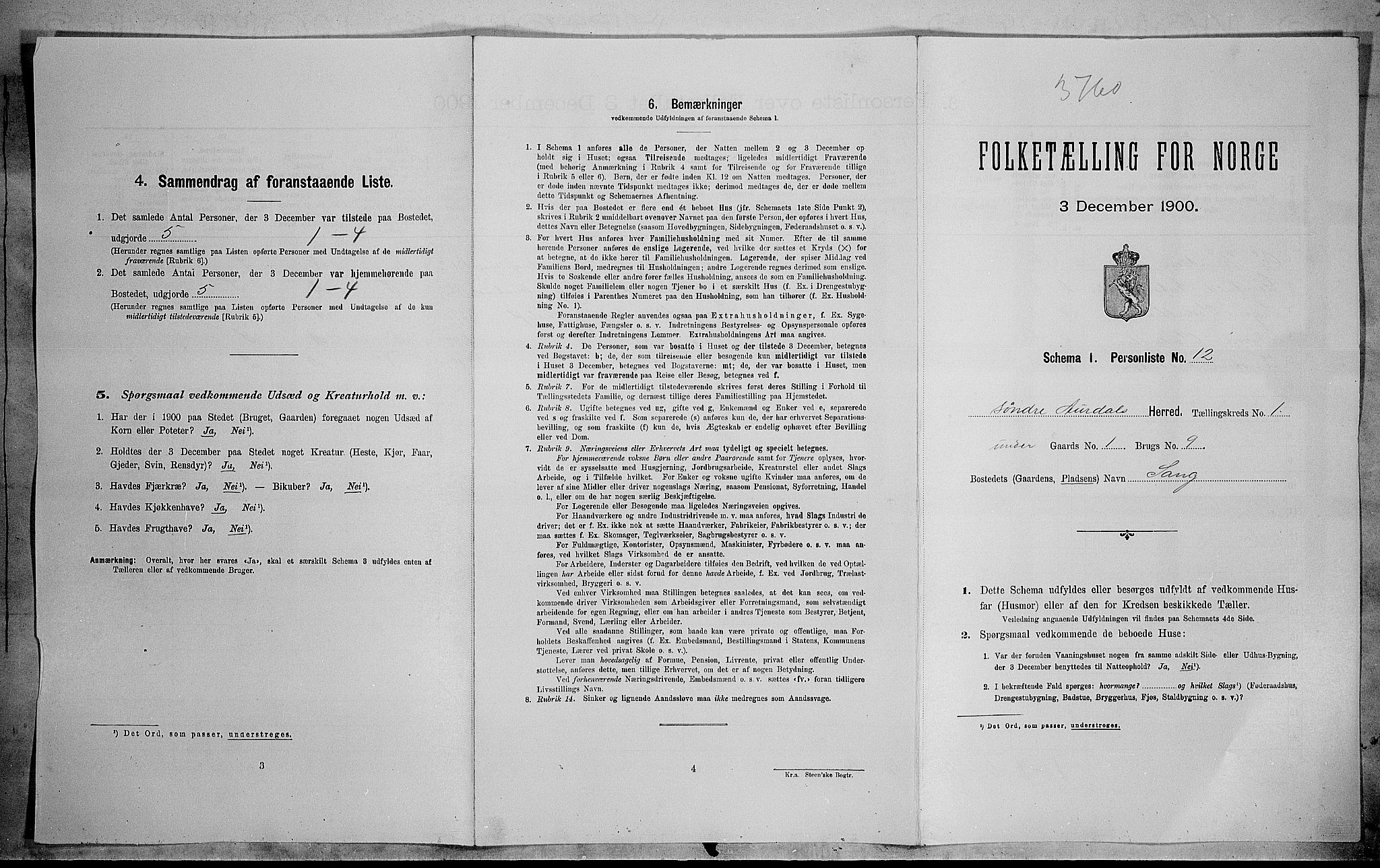 SAH, Folketelling 1900 for 0540 Sør-Aurdal herred, 1900, s. 123