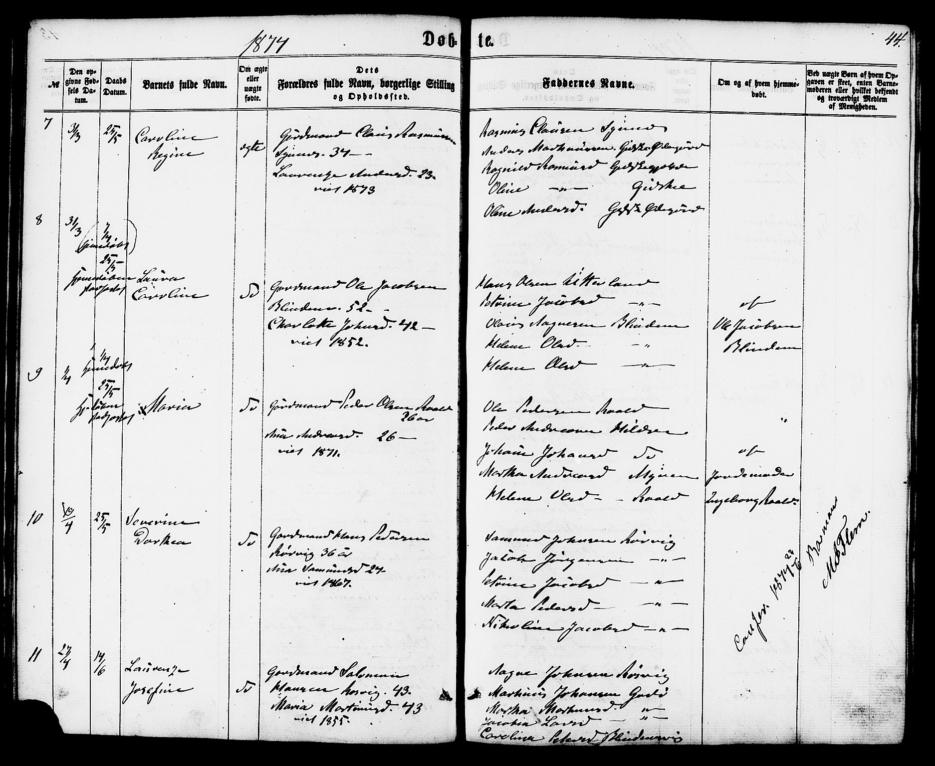 Ministerialprotokoller, klokkerbøker og fødselsregistre - Møre og Romsdal, AV/SAT-A-1454/537/L0518: Ministerialbok nr. 537A02, 1862-1876, s. 44