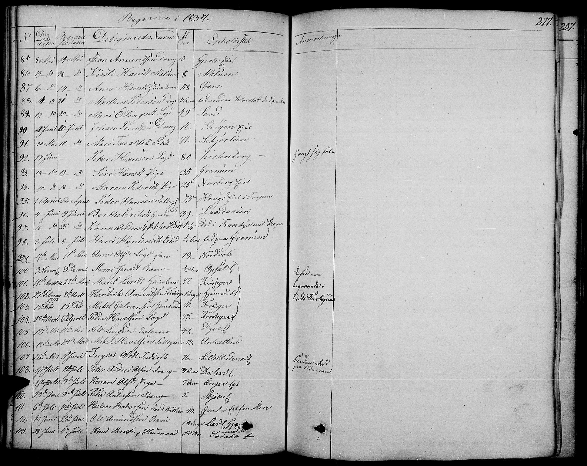 Land prestekontor, AV/SAH-PREST-120/H/Ha/Haa/L0008: Ministerialbok nr. 8, 1830-1846, s. 277