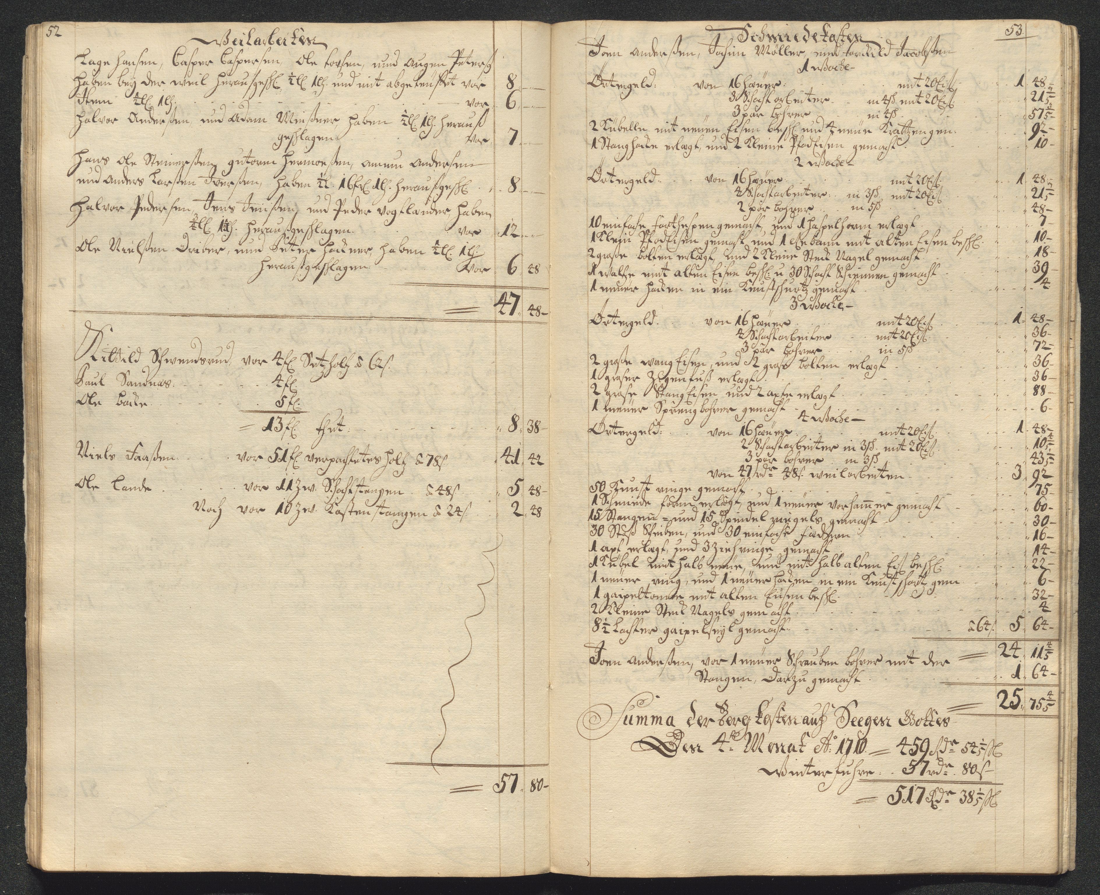 Kongsberg Sølvverk 1623-1816, AV/SAKO-EA-3135/001/D/Dc/Dcd/L0099: Utgiftsregnskap for gruver m.m., 1710, s. 170