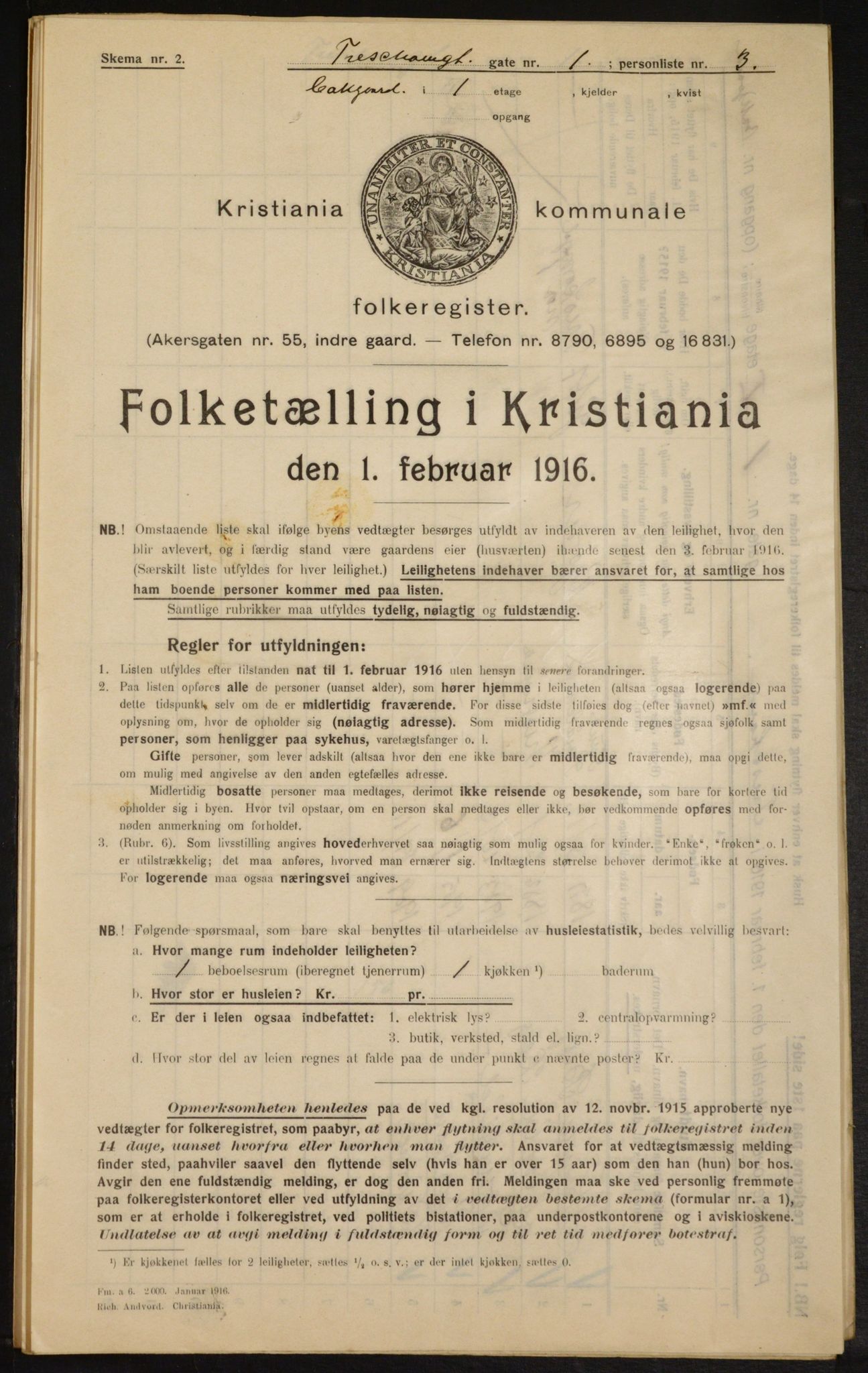 OBA, Kommunal folketelling 1.2.1916 for Kristiania, 1916, s. 118745