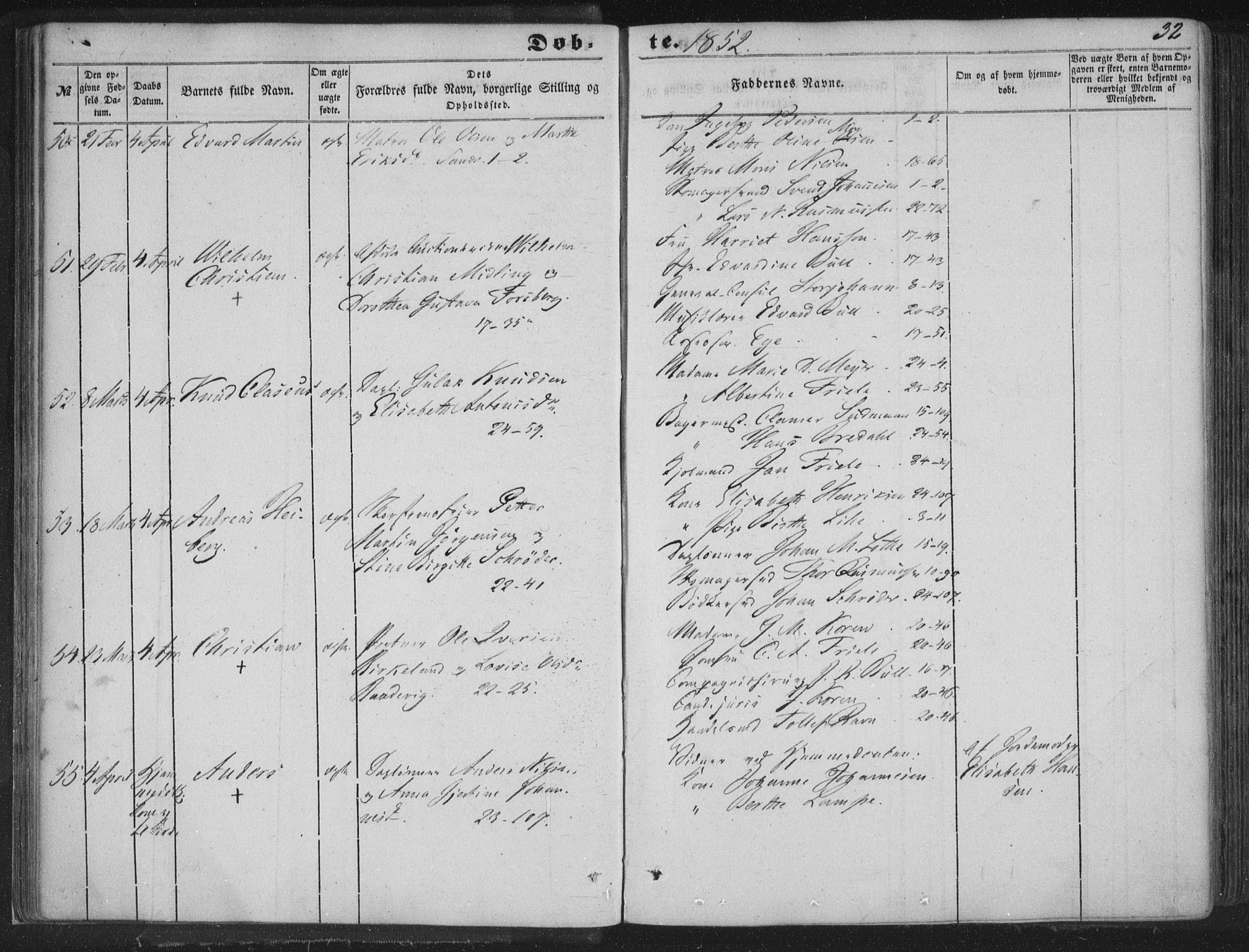 Korskirken sokneprestembete, SAB/A-76101/H/Haa/L0017: Ministerialbok nr. B 3, 1851-1857, s. 32