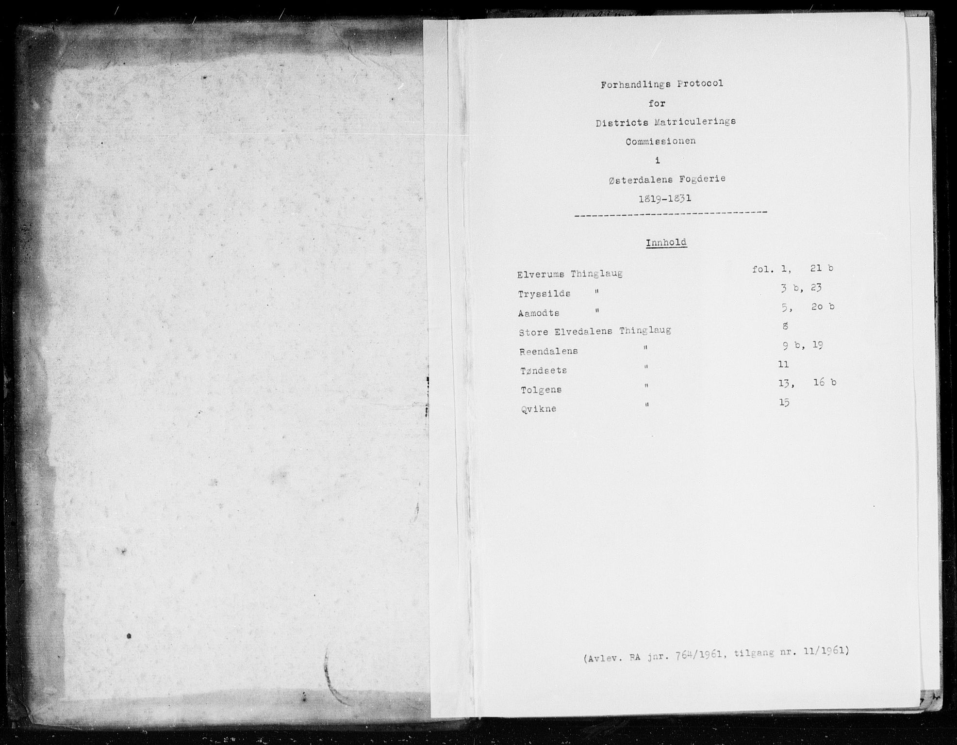 Hovedmatrikkelkommisjonen, RA/S-1529, 1819-1831