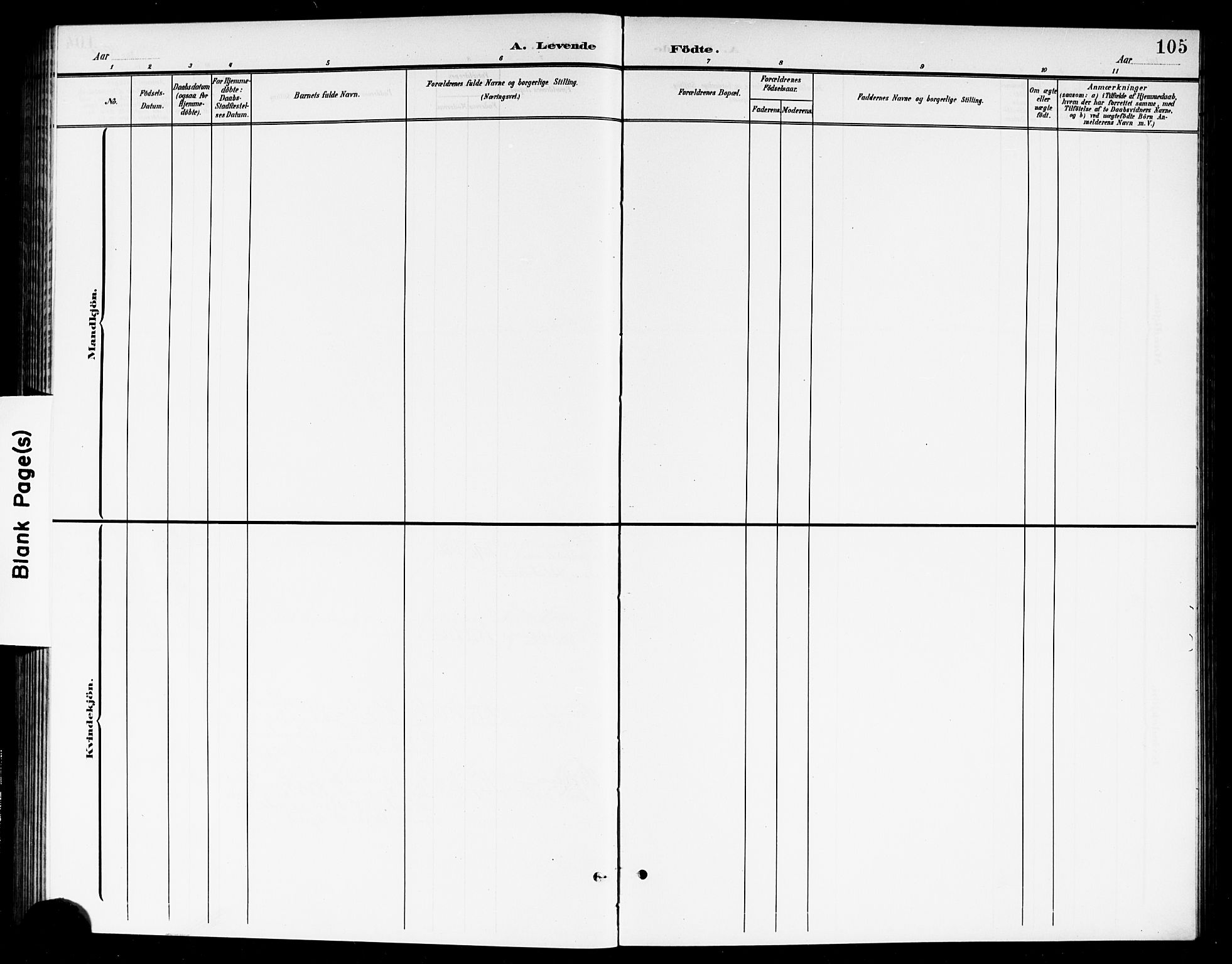 Høland prestekontor Kirkebøker, SAO/A-10346a/G/Ga/L0007: Klokkerbok nr. I 7, 1902-1914, s. 105