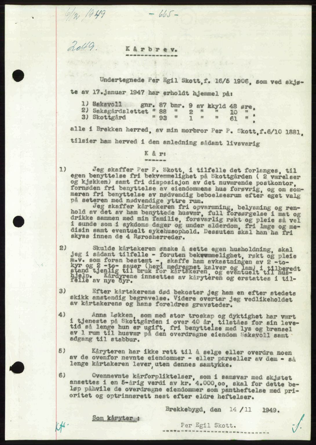 Gauldal sorenskriveri, SAT/A-0014/1/2/2C: Pantebok nr. A9, 1949-1950, Dagboknr: 2049/1949