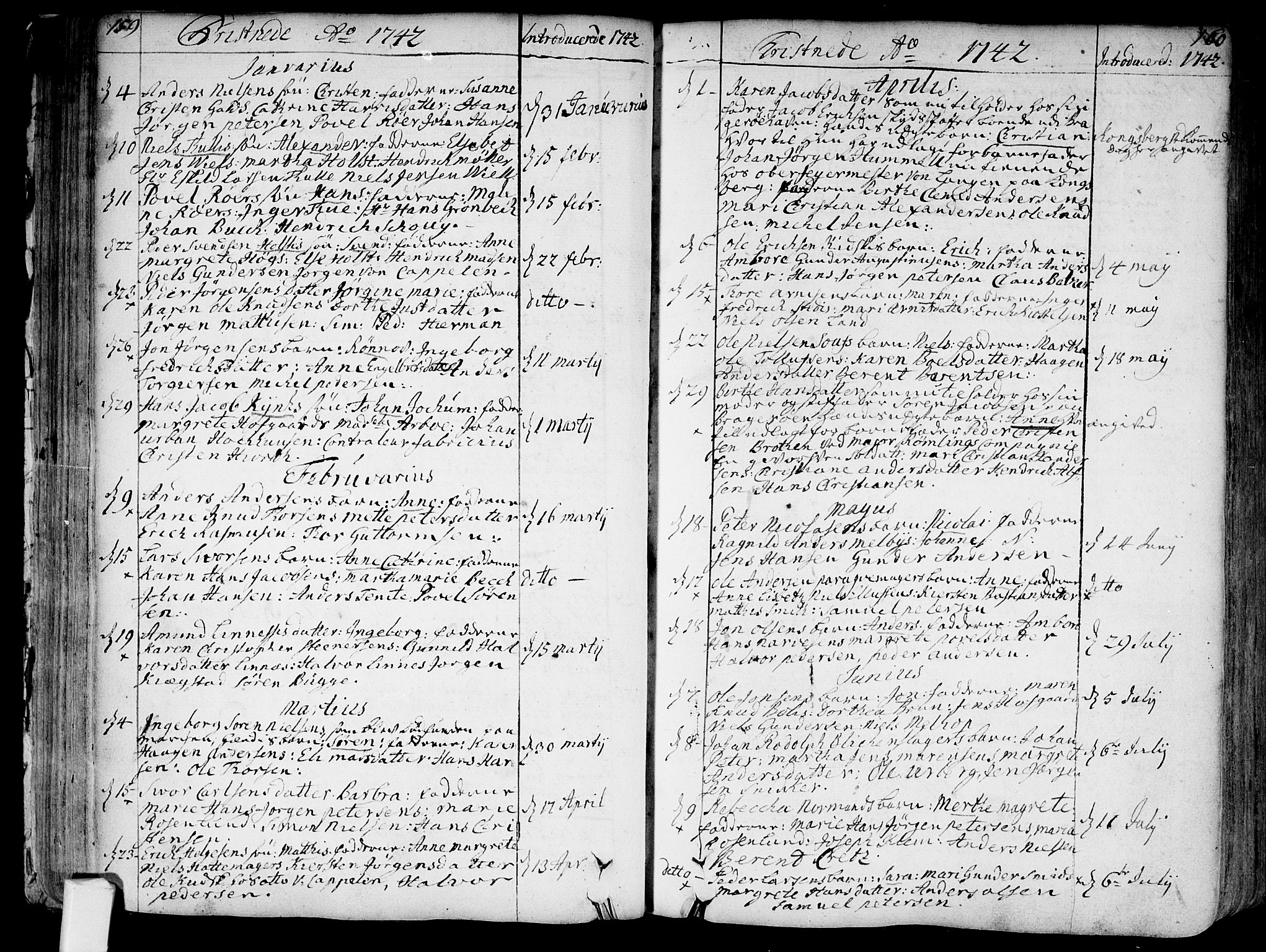 Bragernes kirkebøker, AV/SAKO-A-6/F/Fa/L0004: Ministerialbok nr. I 4, 1734-1759, s. 159-160