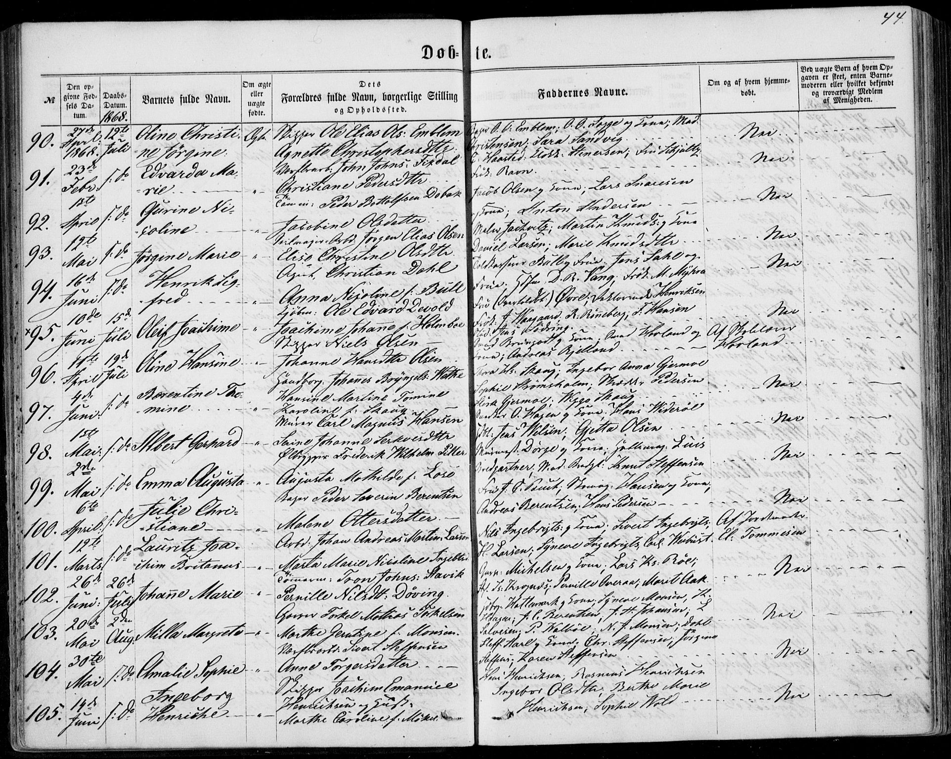 Ministerialprotokoller, klokkerbøker og fødselsregistre - Møre og Romsdal, AV/SAT-A-1454/529/L0452: Ministerialbok nr. 529A02, 1864-1871, s. 44