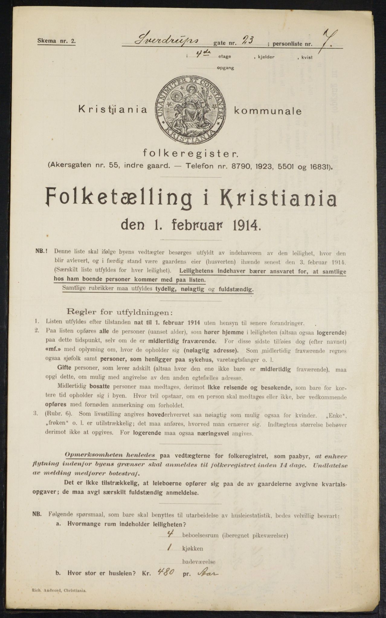 OBA, Kommunal folketelling 1.2.1914 for Kristiania, 1914, s. 106442