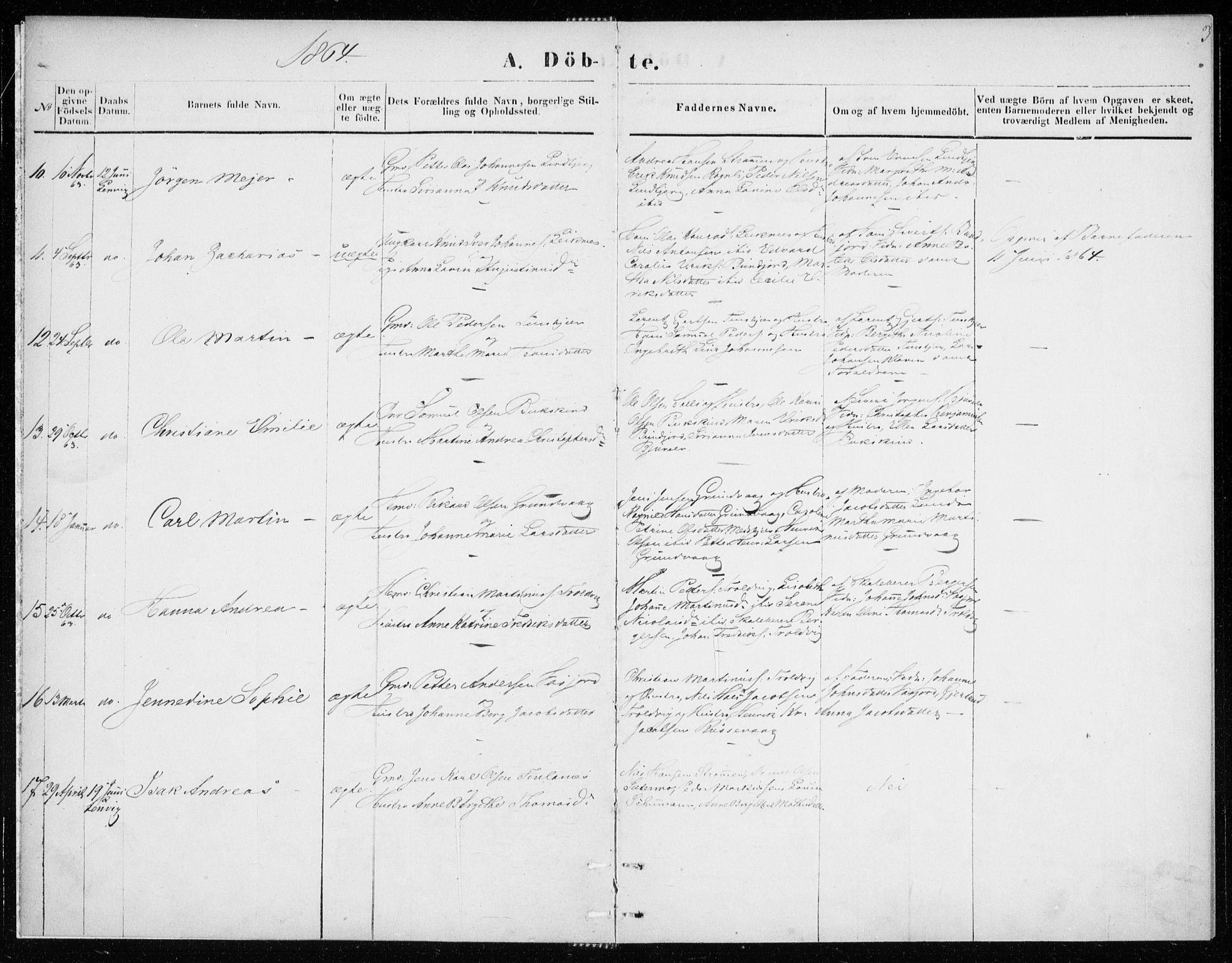 Lenvik sokneprestembete, SATØ/S-1310/H/Ha/Haa/L0008kirke: Ministerialbok nr. 8, 1864-1865, s. 3