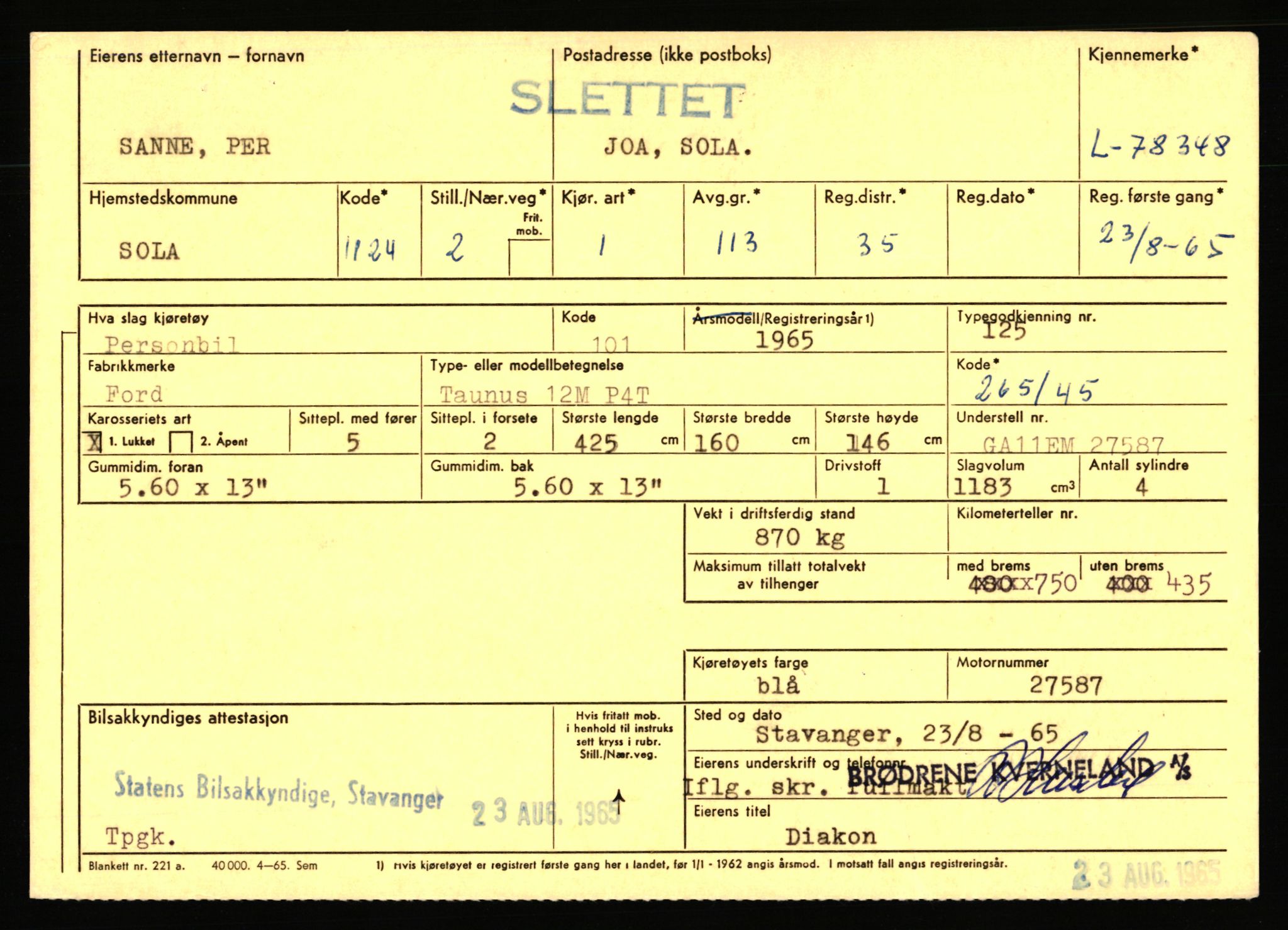 Stavanger trafikkstasjon, AV/SAST-A-101942/0/F/L0069: L-76801 - L-78797, 1930-1971, s. 1731