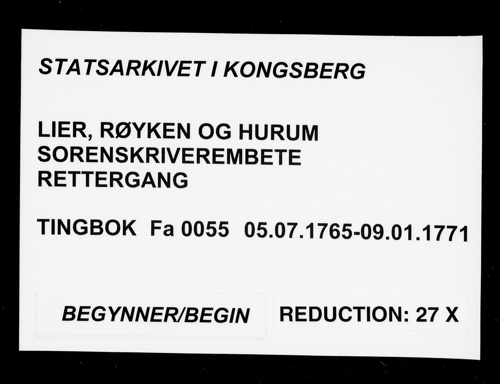 Lier, Røyken og Hurum sorenskriveri, AV/SAKO-A-89/F/Fa/L0055: Tingbok, 1765-1771