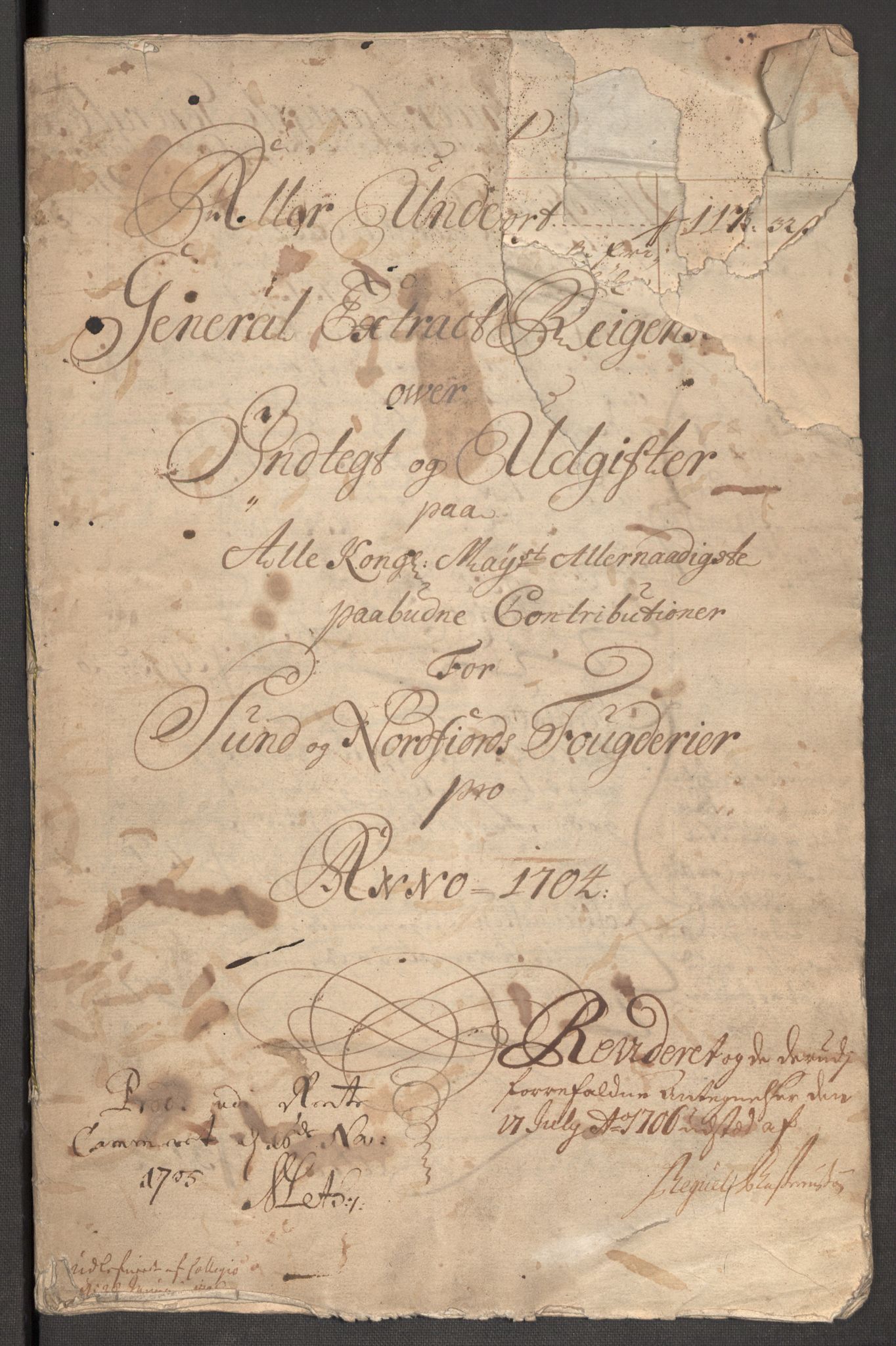 Rentekammeret inntil 1814, Reviderte regnskaper, Fogderegnskap, RA/EA-4092/R53/L3428: Fogderegnskap Sunn- og Nordfjord, 1704, s. 3