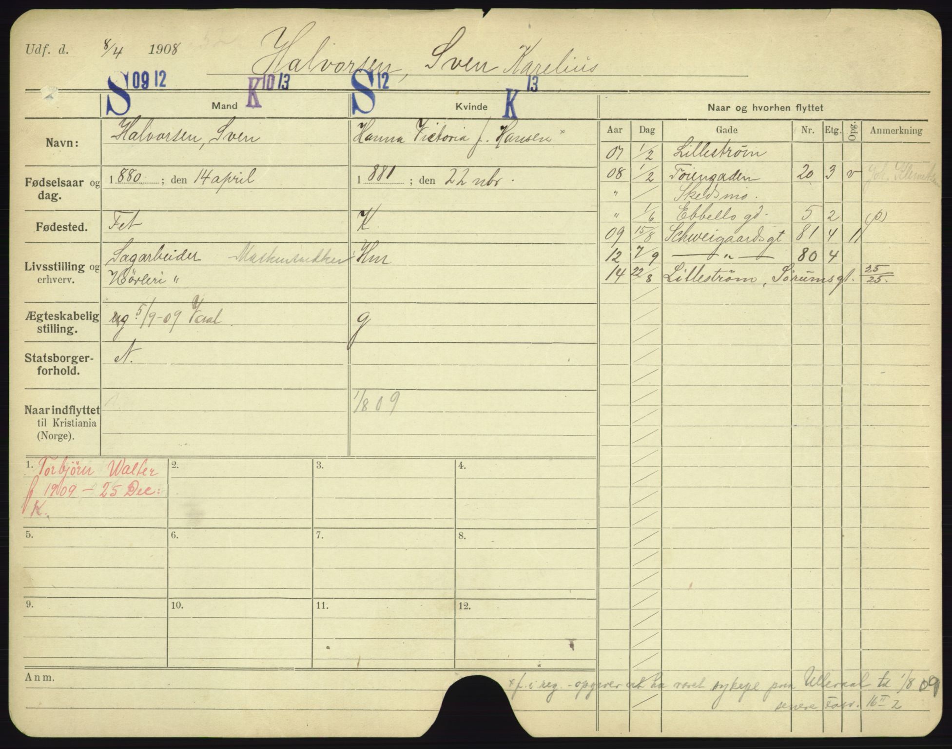 Oslo folkeregister, Registerkort, AV/SAO-A-11715/F/Fa/Fac/L0003: Menn, 1906-1914, s. 1153a