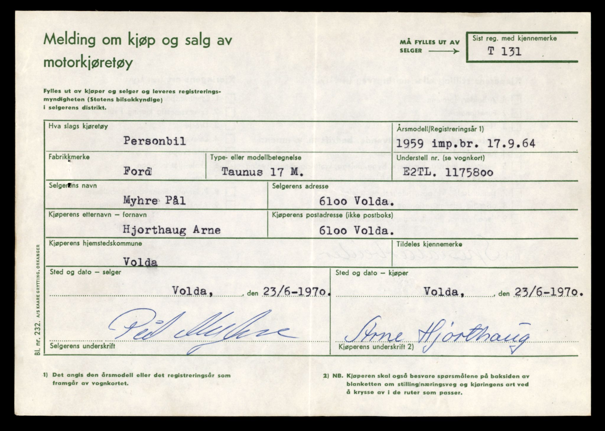 Møre og Romsdal vegkontor - Ålesund trafikkstasjon, AV/SAT-A-4099/F/Fe/L0002: Registreringskort for kjøretøy T 128 - T 231, 1927-1998, s. 145
