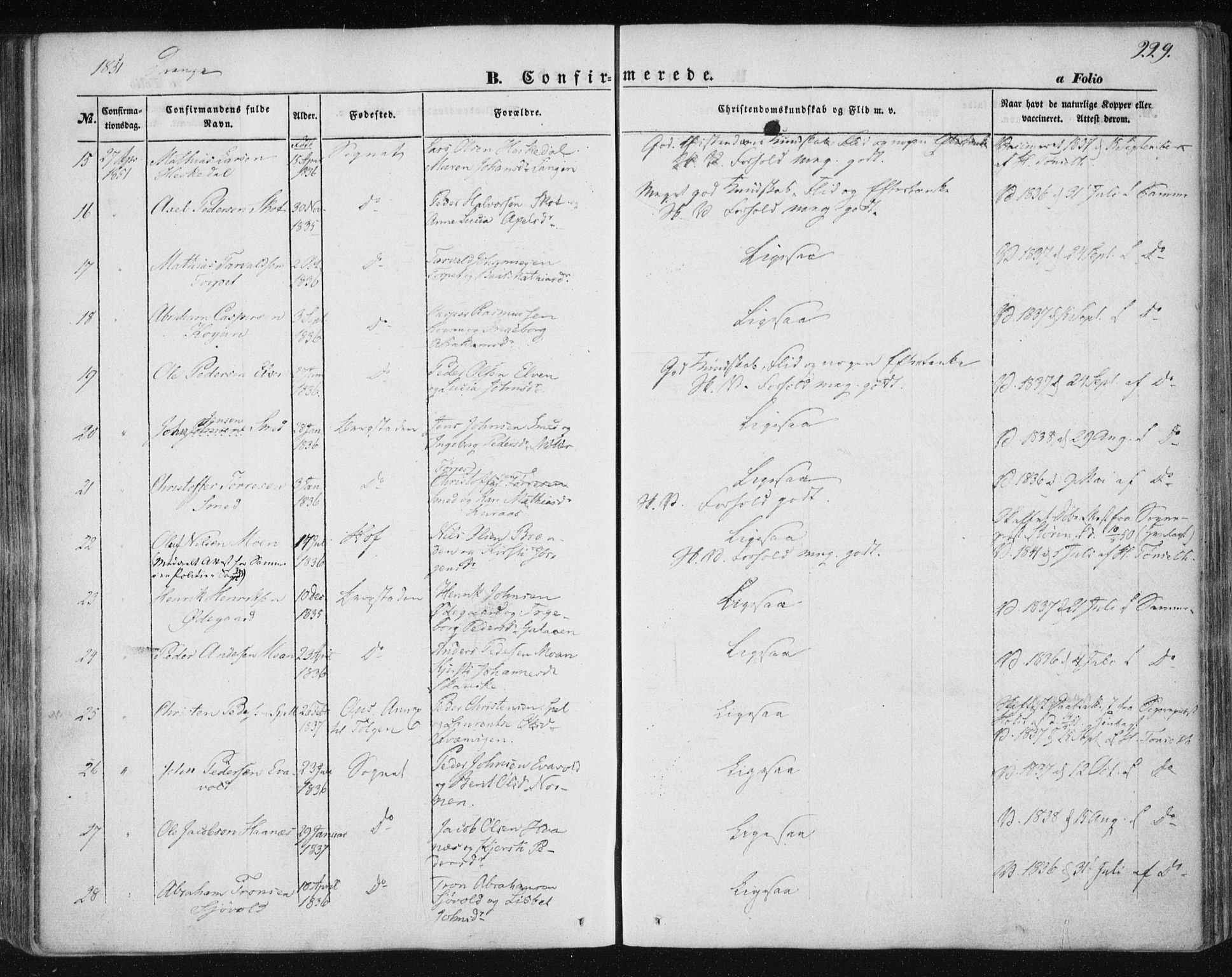 Ministerialprotokoller, klokkerbøker og fødselsregistre - Sør-Trøndelag, SAT/A-1456/681/L0931: Ministerialbok nr. 681A09, 1845-1859, s. 229