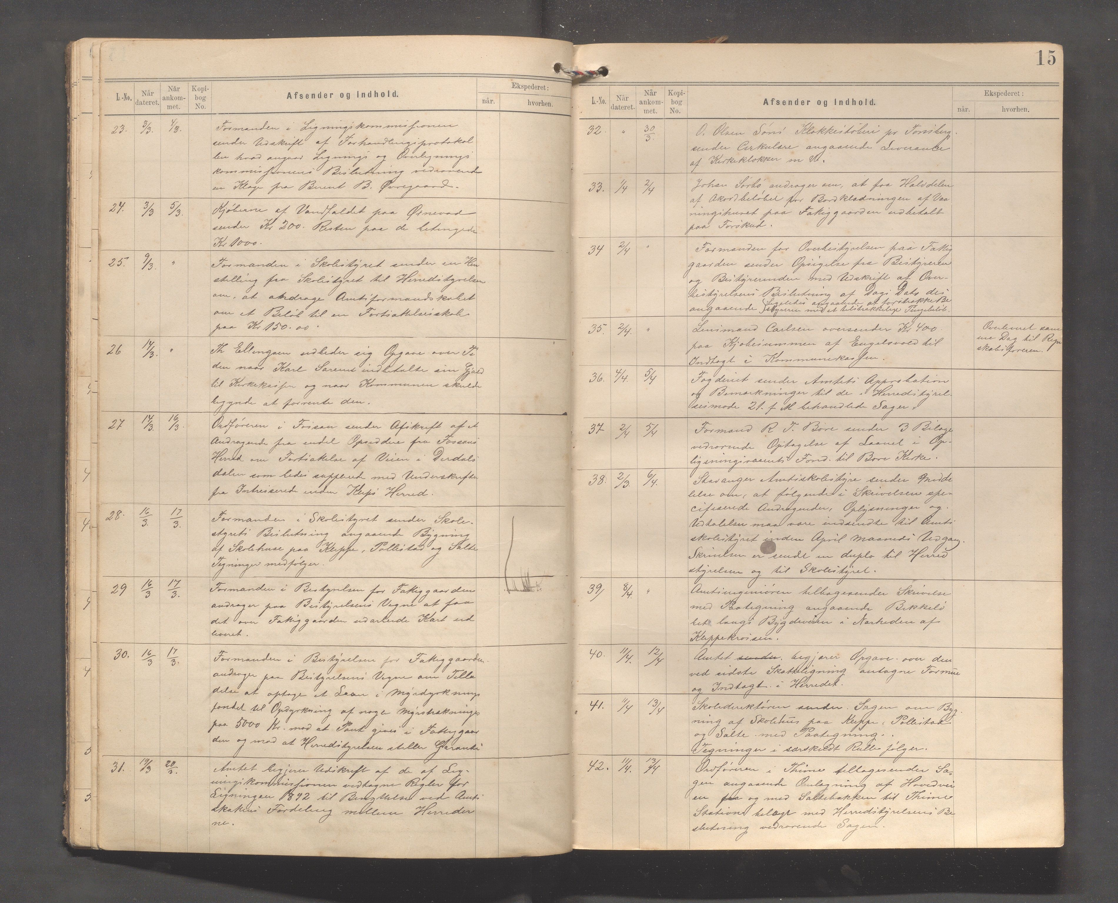Klepp kommune - Formannskapet, IKAR/K-100277/C/L0002: Brevjournal, 1890-1904, s. 15