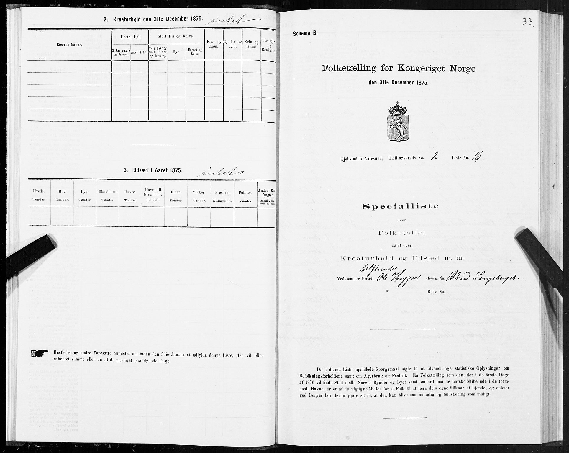 SAT, Folketelling 1875 for 1501P Ålesund prestegjeld, 1875, s. 2033