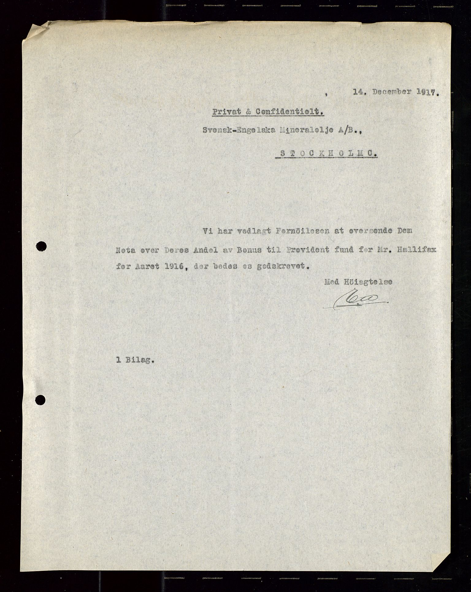 Pa 1521 - A/S Norske Shell, AV/SAST-A-101915/E/Ea/Eaa/L0020: Sjefskorrespondanse, 1917, s. 304