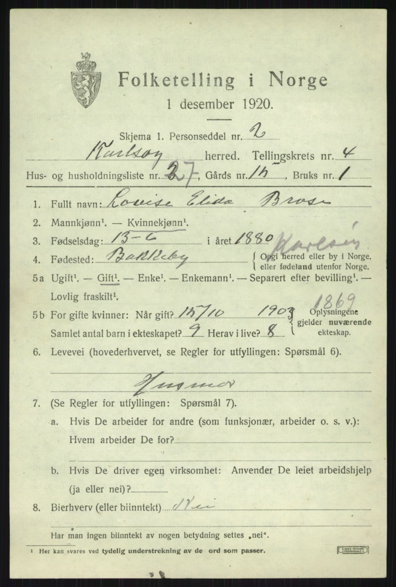 SATØ, Folketelling 1920 for 1936 Karlsøy herred, 1920, s. 2041