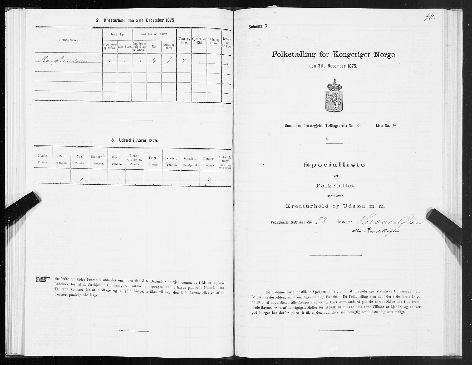 SAT, Folketelling 1875 for 1563P Sunndal prestegjeld, 1875, s. 2098