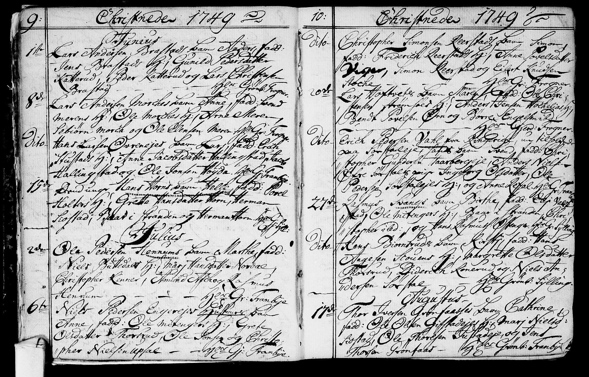 Lier kirkebøker, SAKO/A-230/F/Fa/L0004: Ministerialbok nr. I 4, 1749-1764, s. 9-10