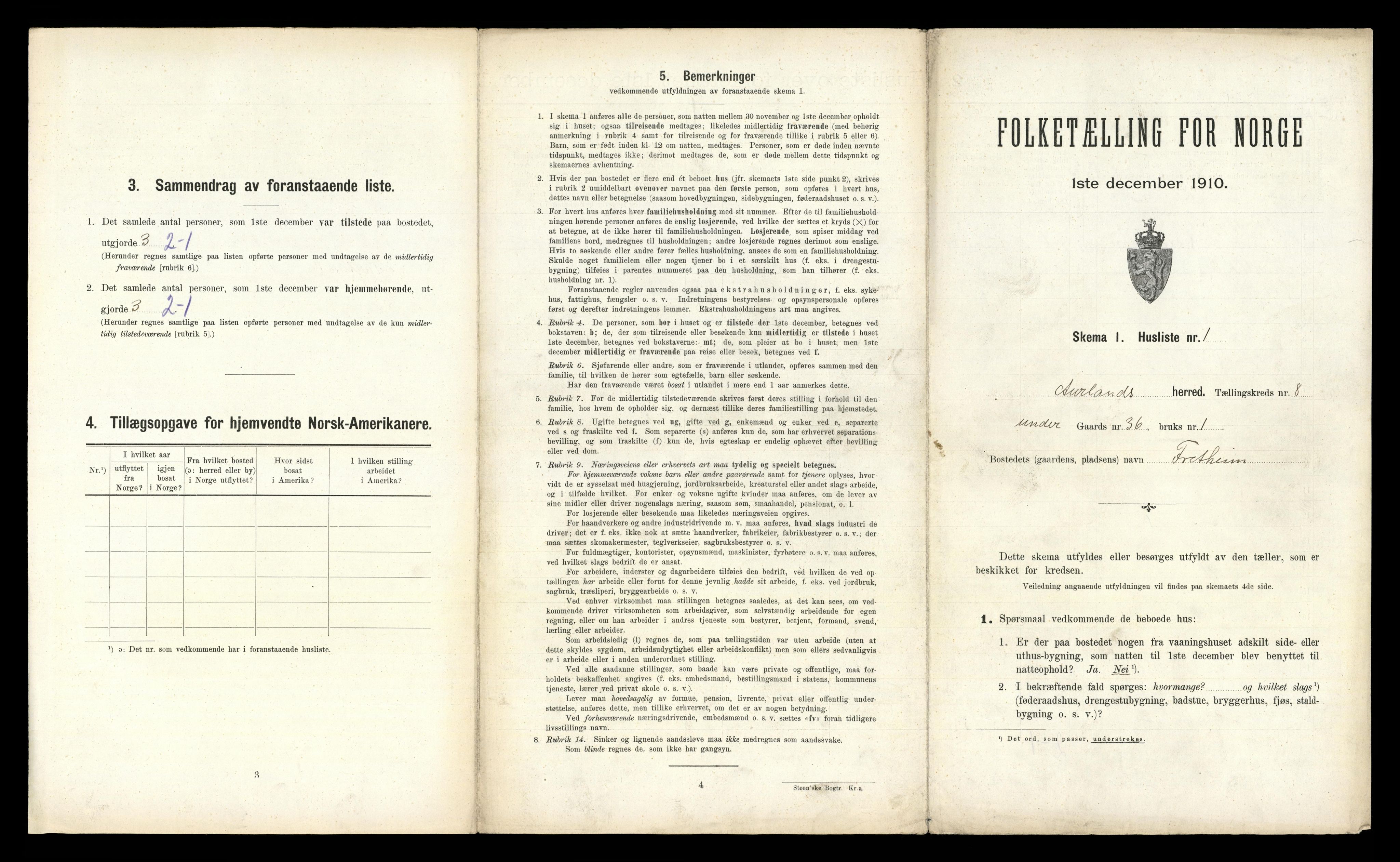 RA, Folketelling 1910 for 1421 Aurland herred, 1910, s. 703